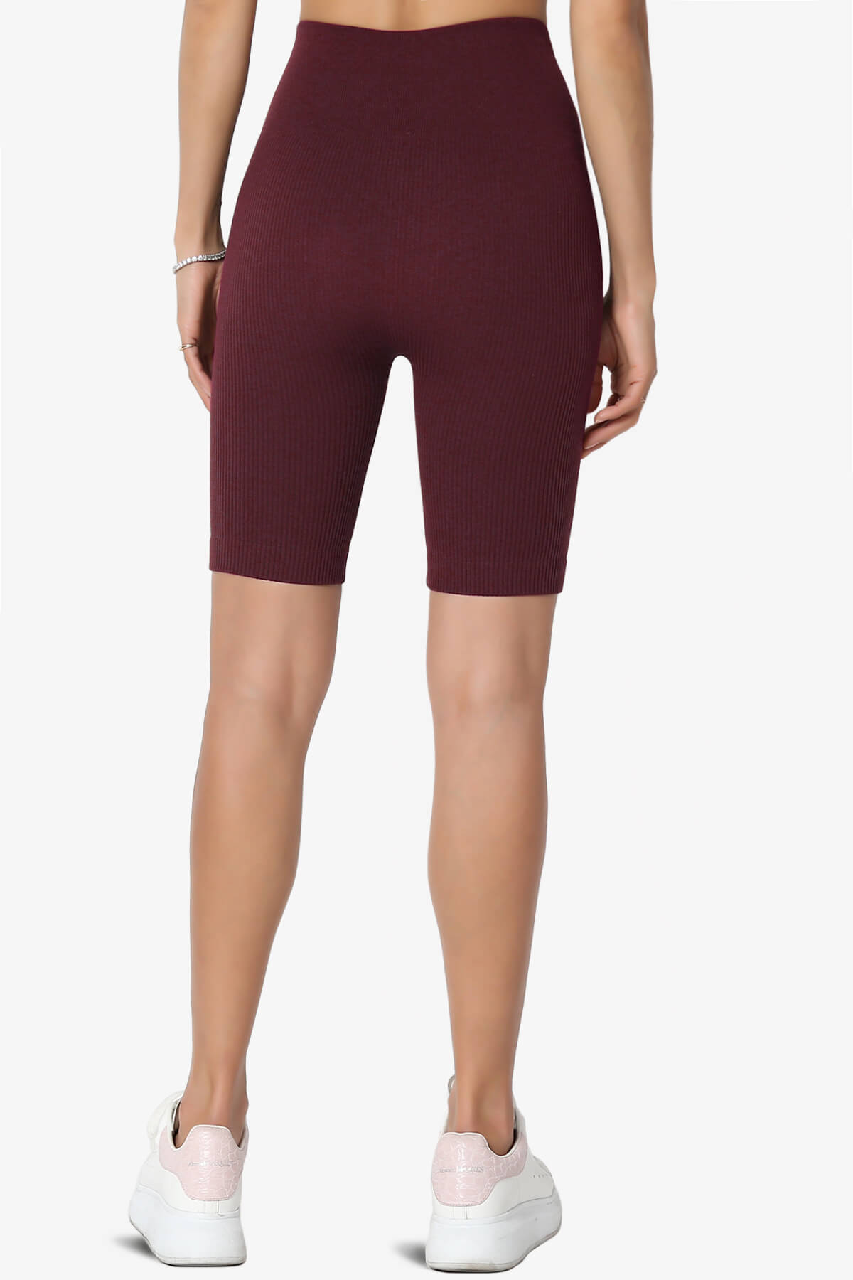 Billion Compression Ribbed Seamless Biker Shorts DARK BURGUNDY_2