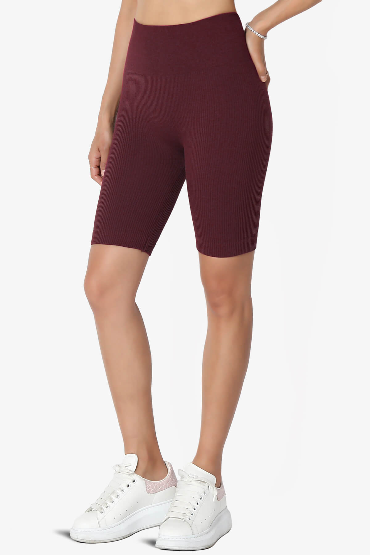 Billion Compression Ribbed Seamless Biker Shorts DARK BURGUNDY_3