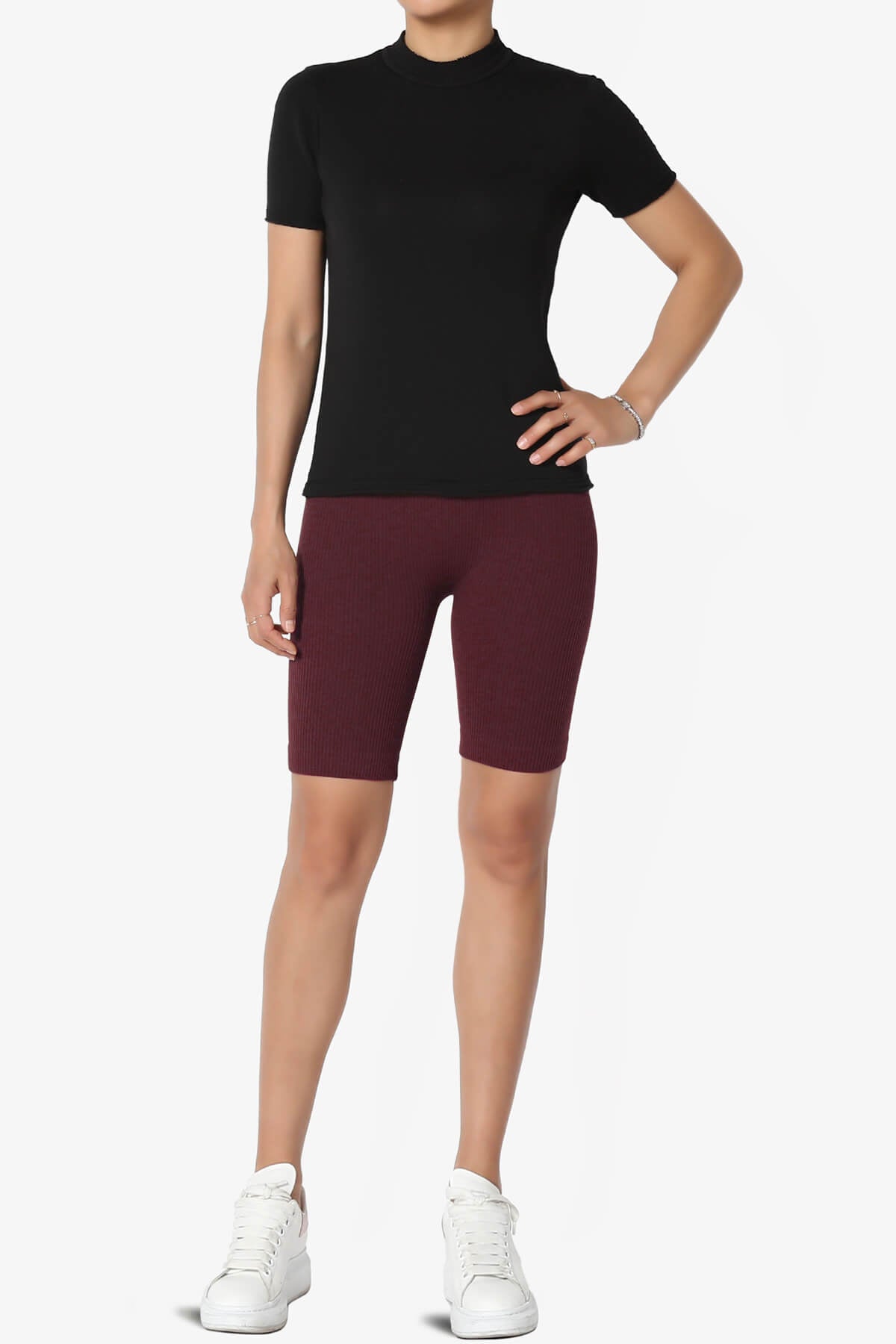 Billion Compression Ribbed Seamless Biker Shorts DARK BURGUNDY_6