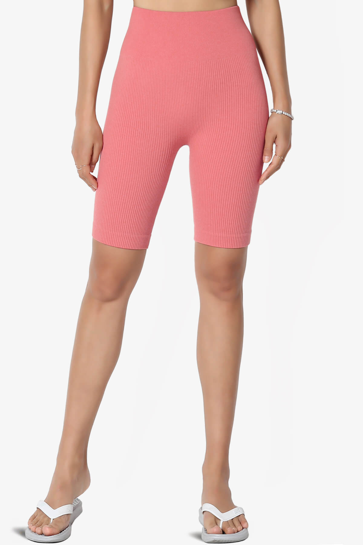 Billion Compression Ribbed Seamless Biker Shorts DESERT ROSE_1