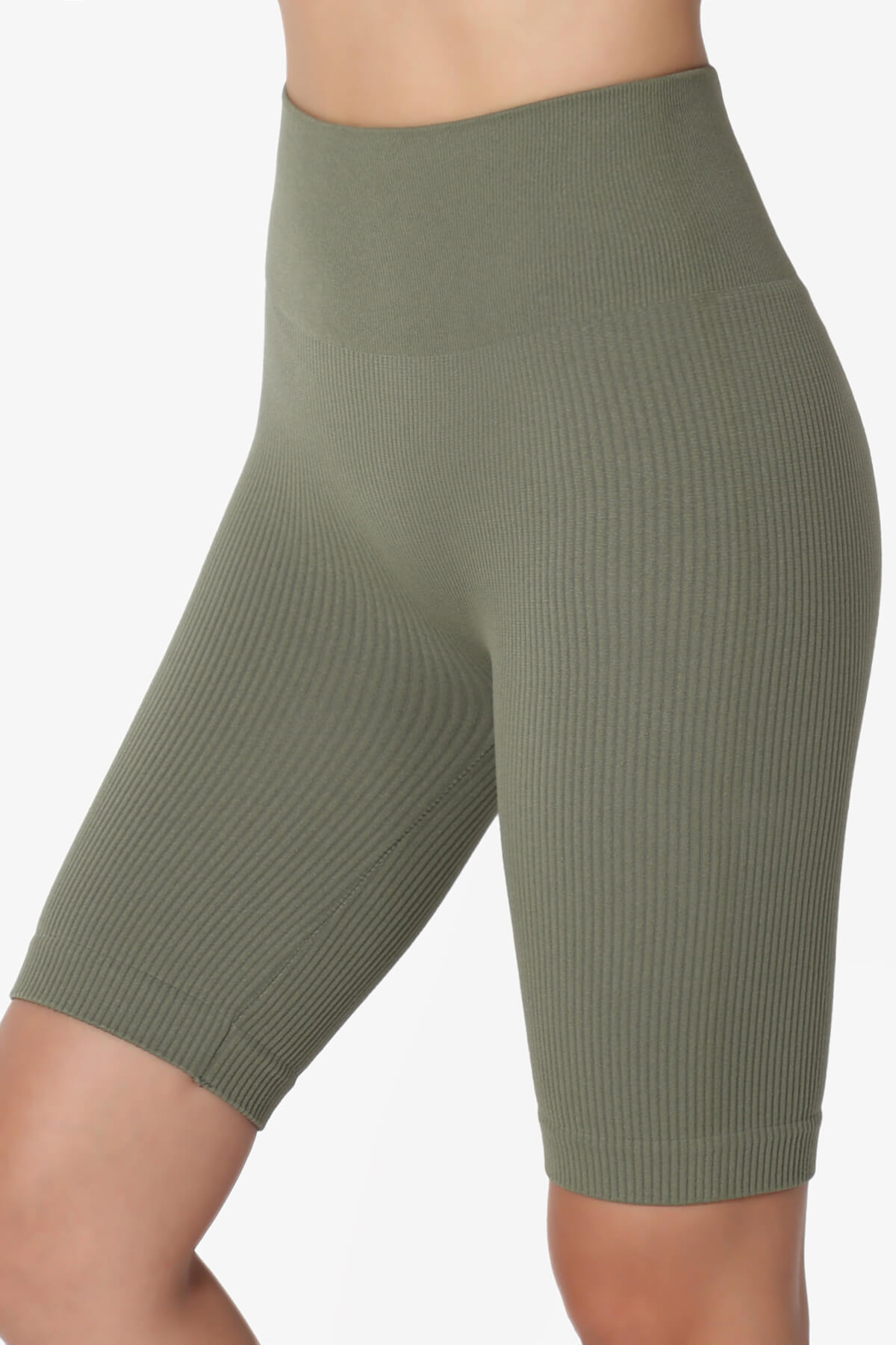 Billion Compression Ribbed Seamless Biker Shorts DUSTY OLIVE_5