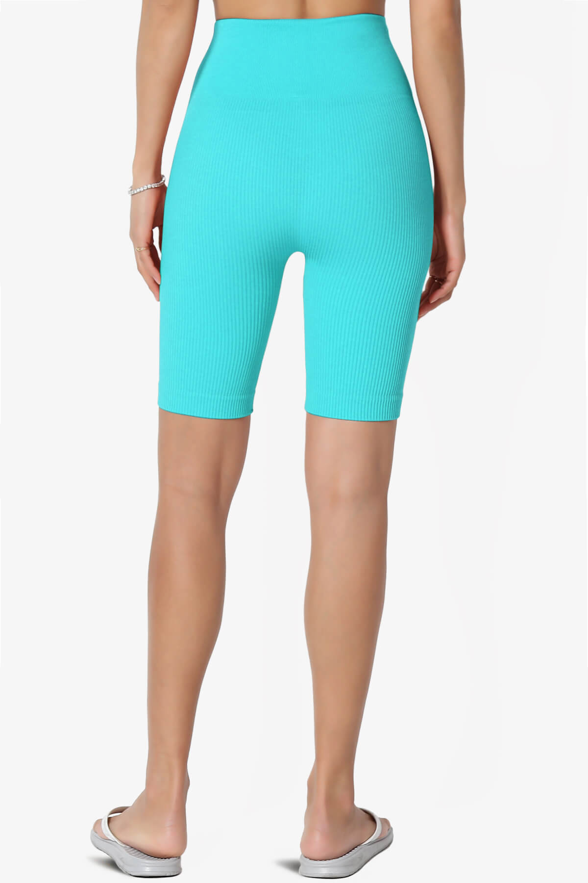 Billion Compression Ribbed Seamless Biker Shorts ICE BLUE_2