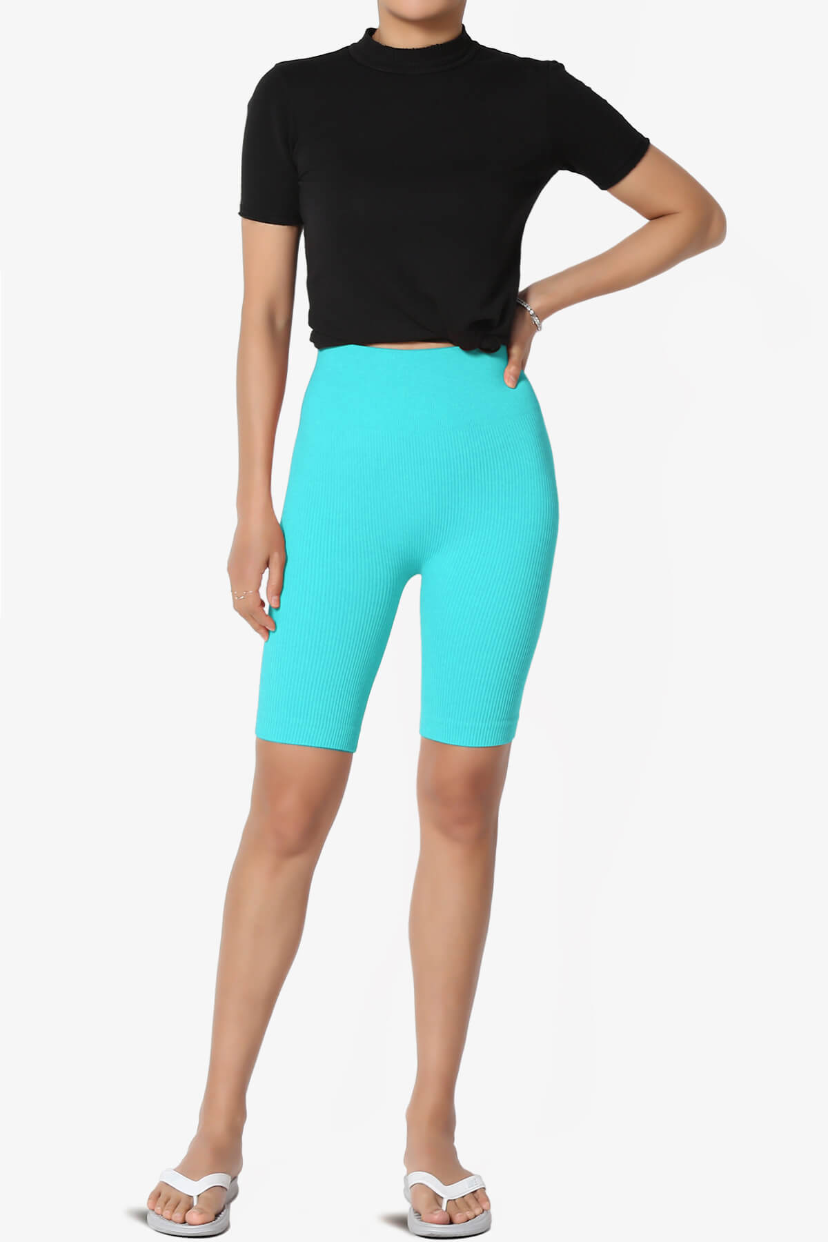 Billion Compression Ribbed Seamless Biker Shorts ICE BLUE_6