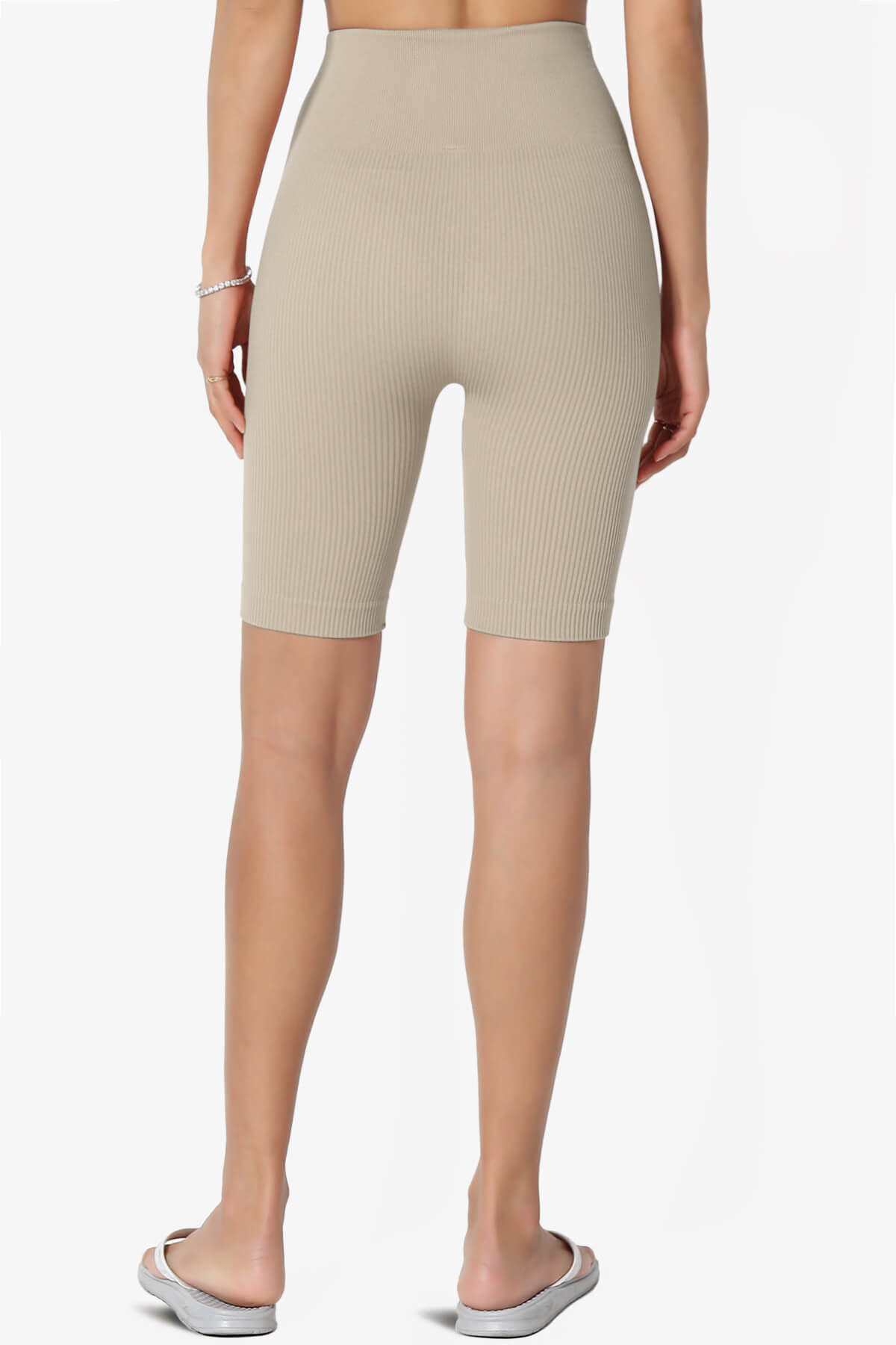 Billion Compression Ribbed Seamless Biker Shorts LIGHT MOCHA_2
