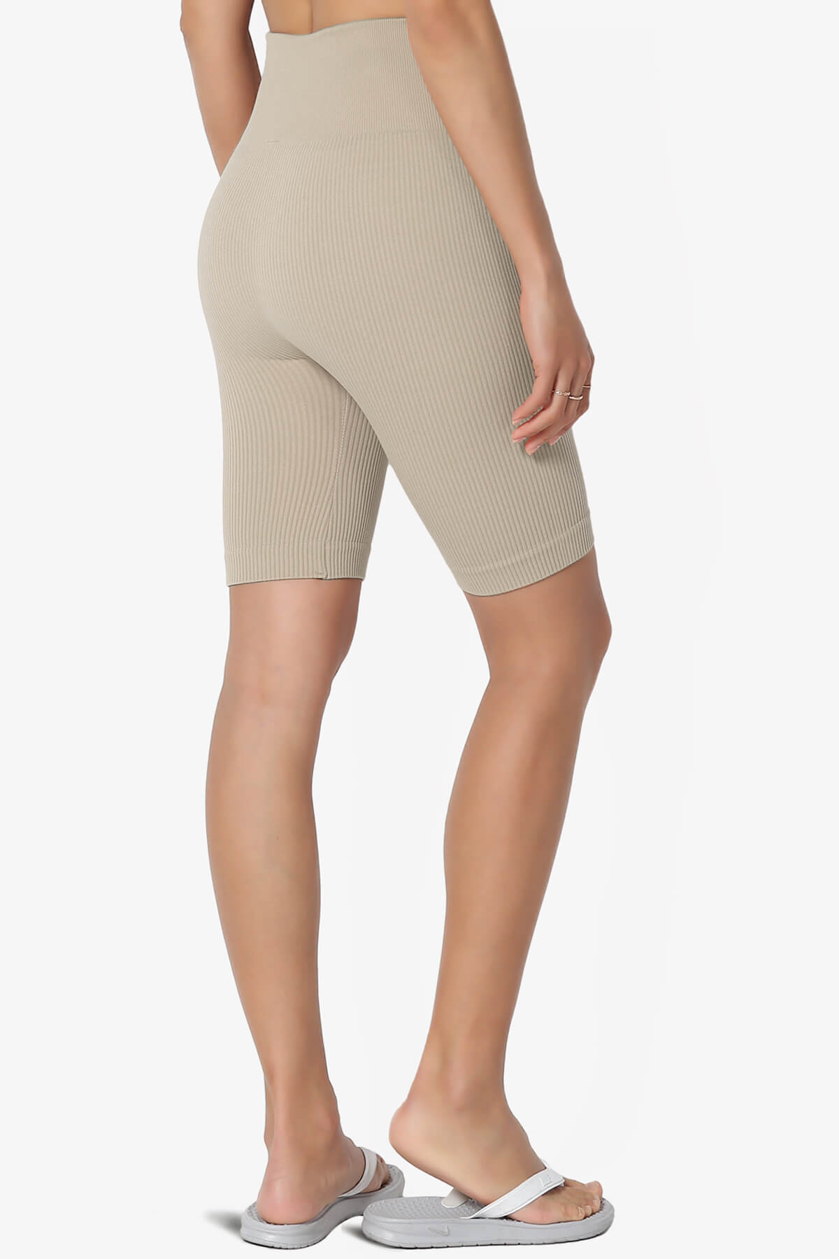Billion Compression Ribbed Seamless Biker Shorts LIGHT MOCHA_4