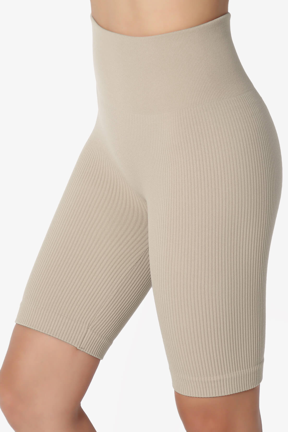 Billion Compression Ribbed Seamless Biker Shorts LIGHT MOCHA_5
