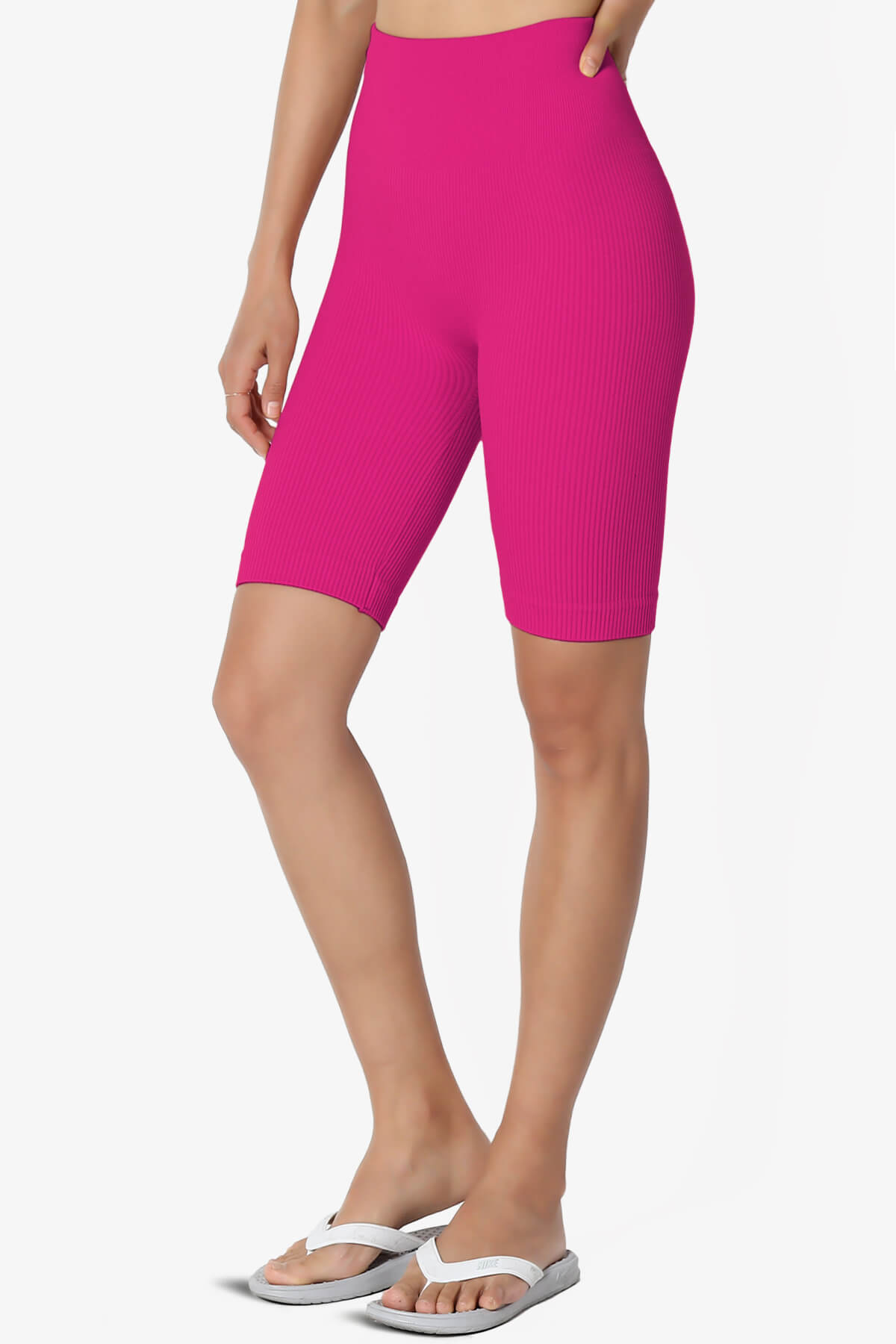 Billion Compression Ribbed Seamless Biker Shorts MAGENTA_3