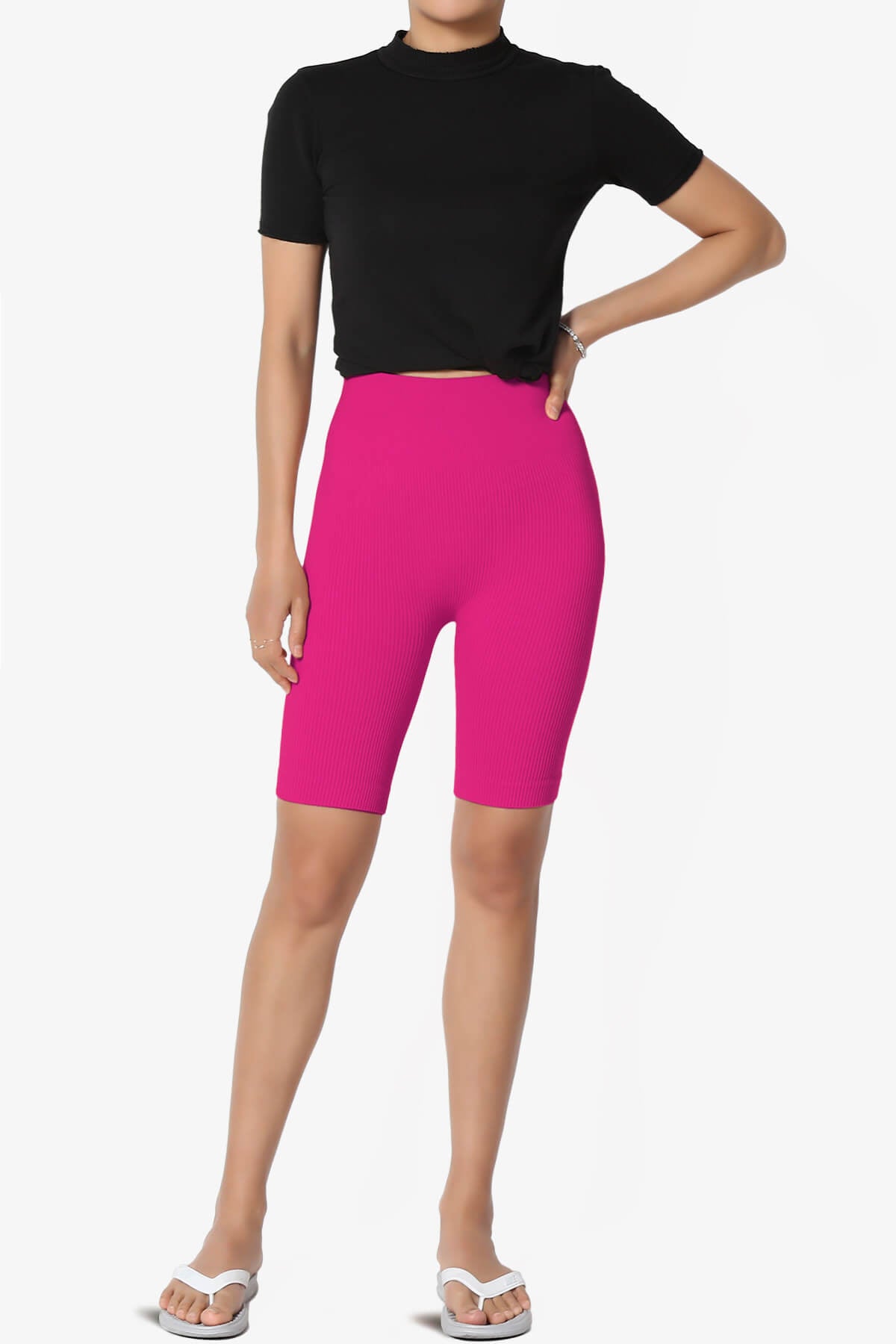 Billion Compression Ribbed Seamless Biker Shorts MAGENTA_6