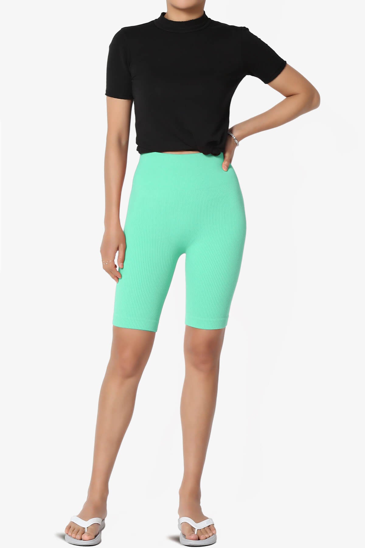 Billion Compression Ribbed Seamless Biker Shorts MINT_6