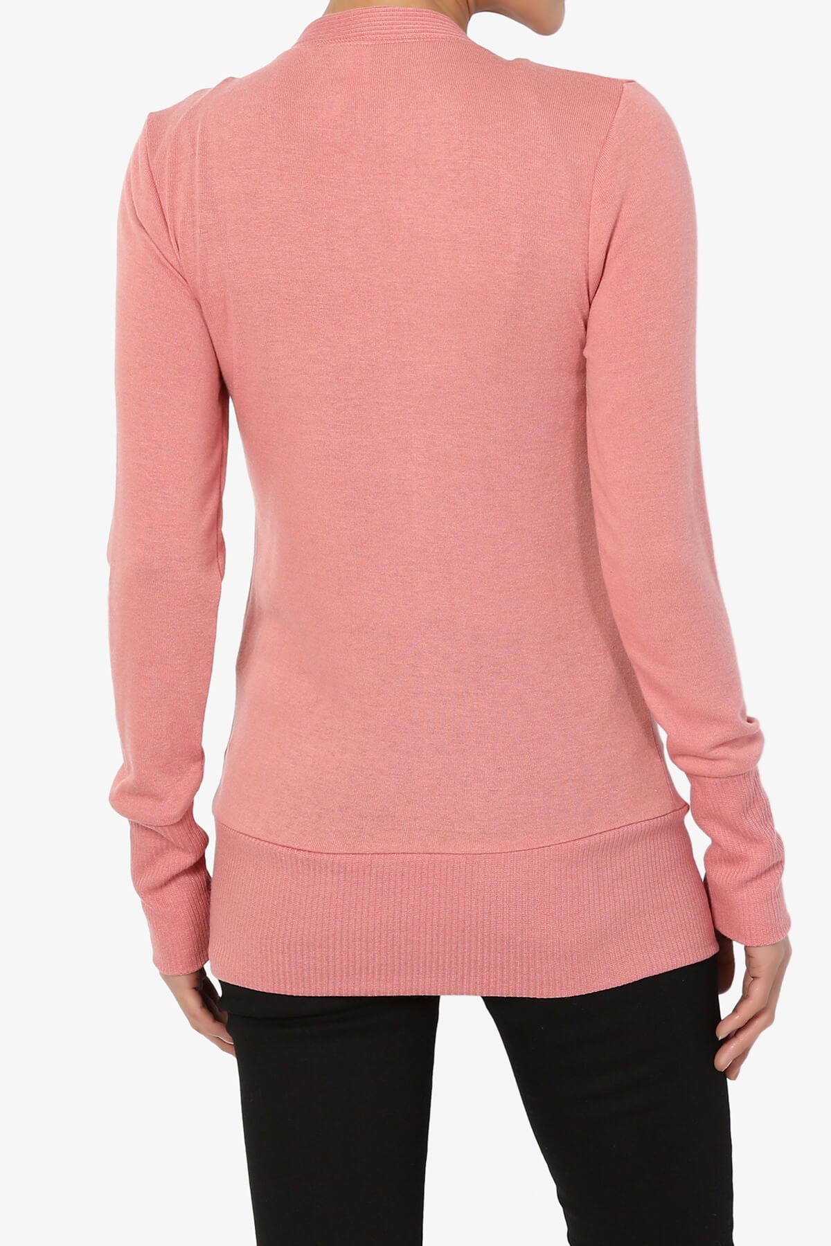 Braeden Snap Button V-Neck Cardigan ASH ROSE_2