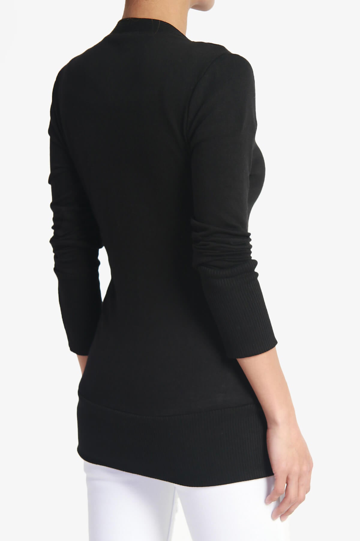 Braeden Snap Button V-Neck Cardigan BLACK_4