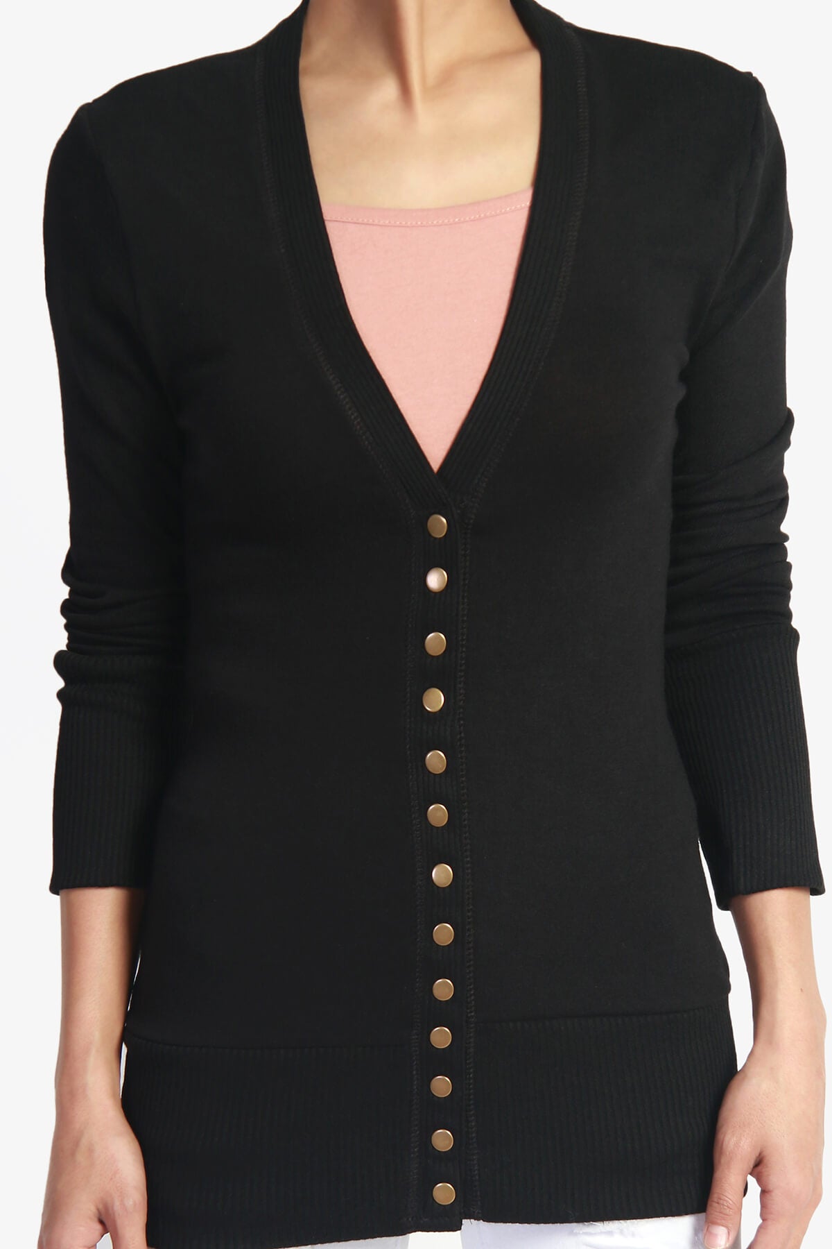 Braeden Snap Button V-Neck Cardigan BLACK_5