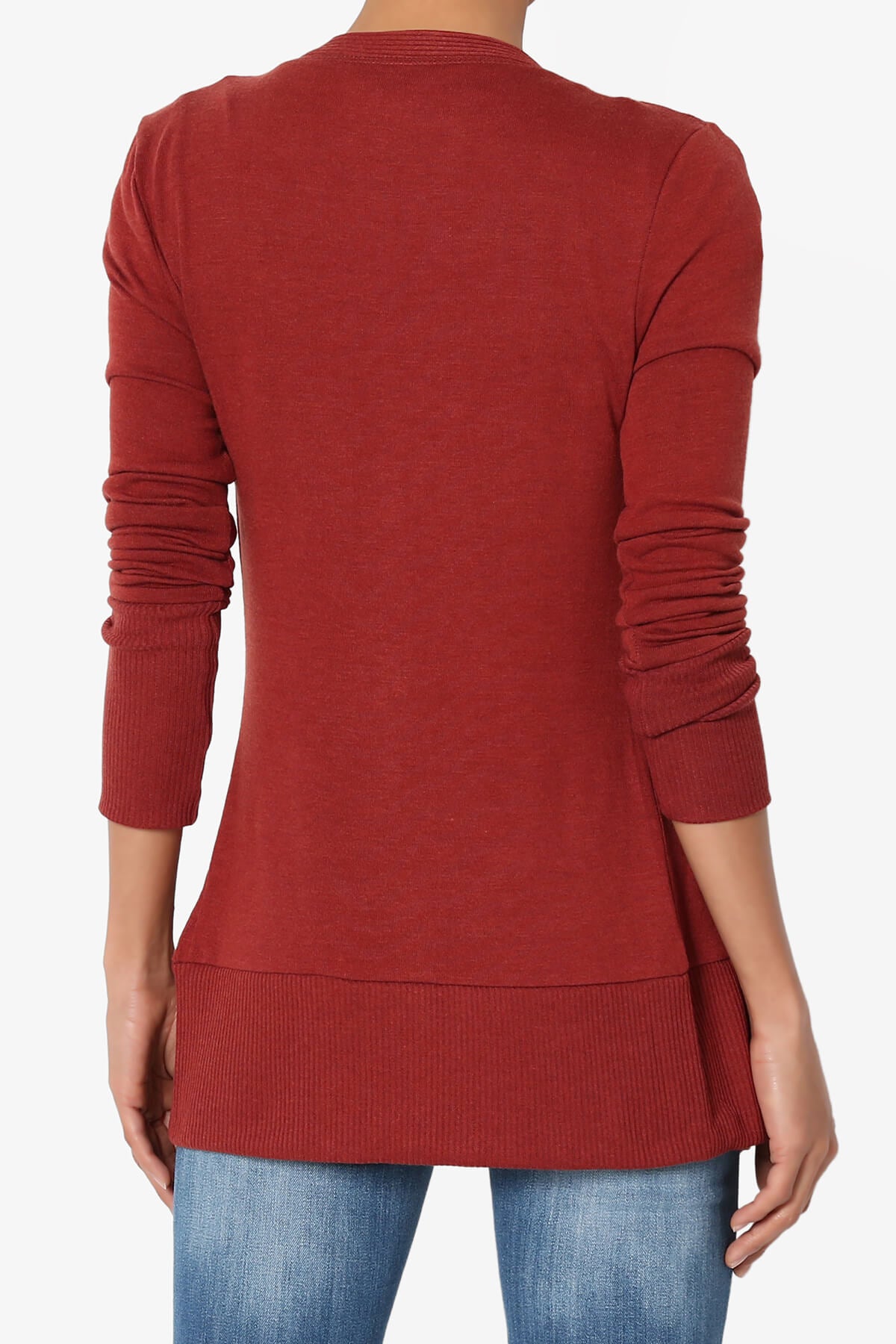 Braeden Snap Button V-Neck Cardigan COPPER RED_2