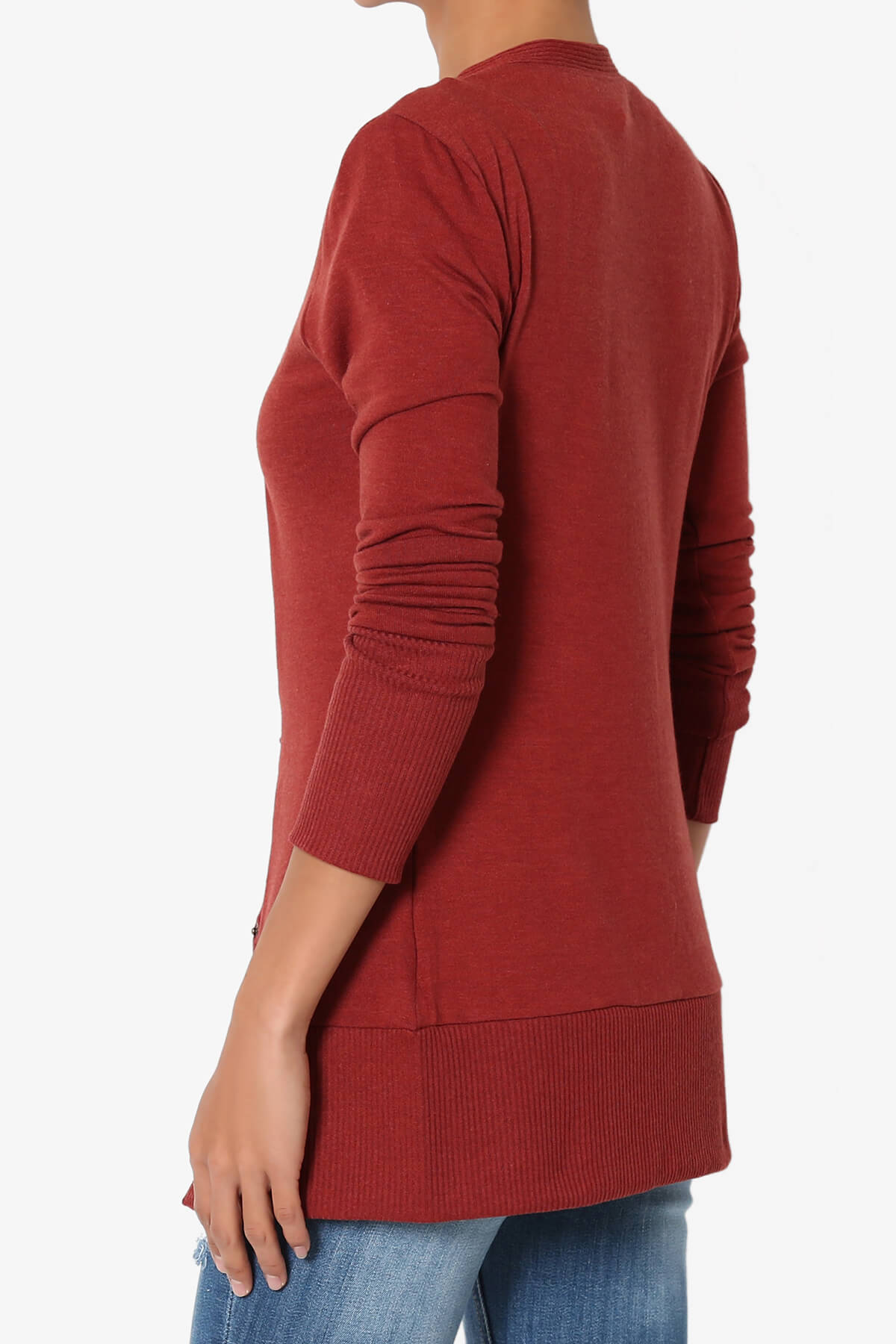 Braeden Snap Button V-Neck Cardigan COPPER RED_4