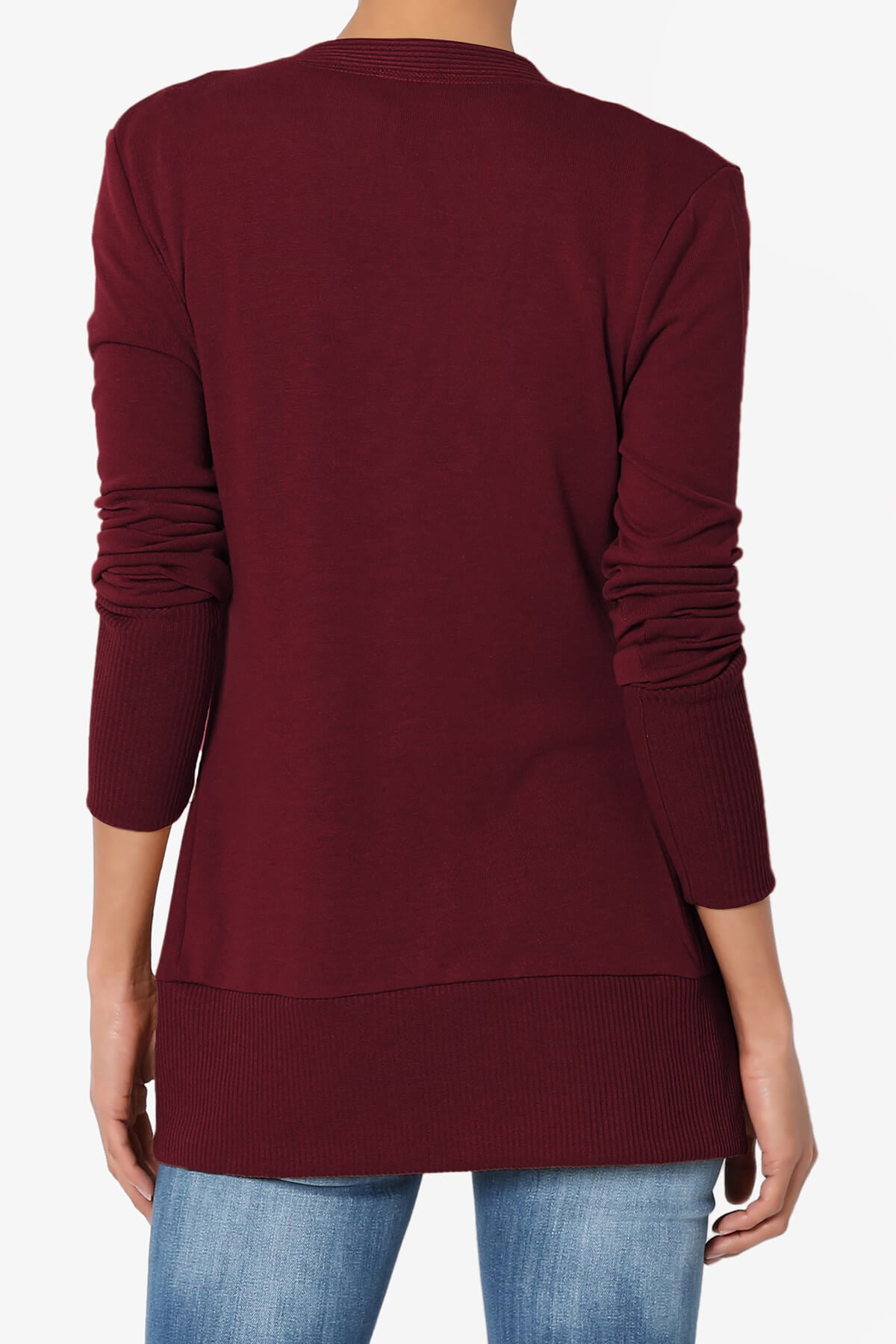 Braeden Snap Button V-Neck Cardigan DARK BURGUNDY_2