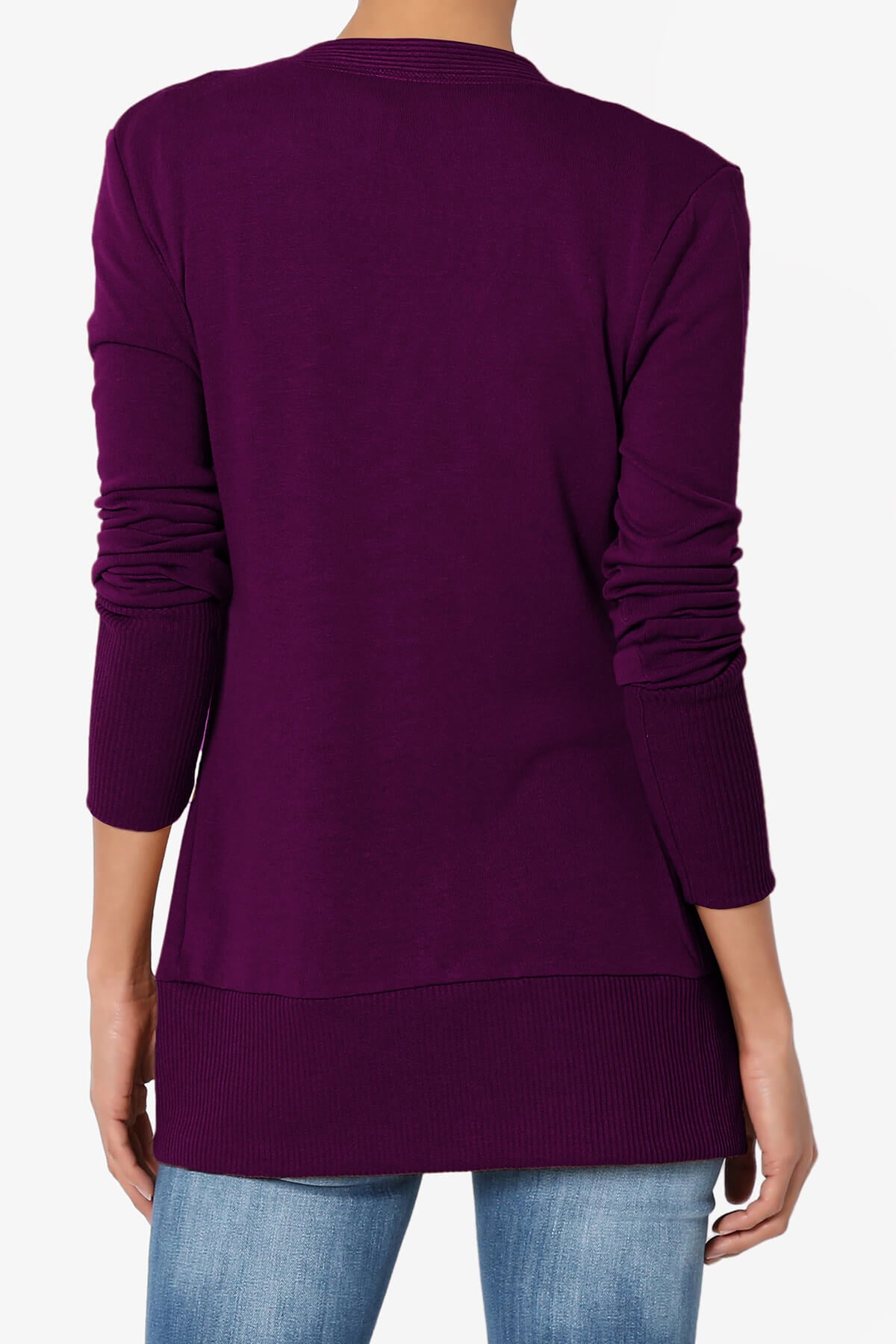 Braeden Snap Button V-Neck Cardigan DARK PLUM_2