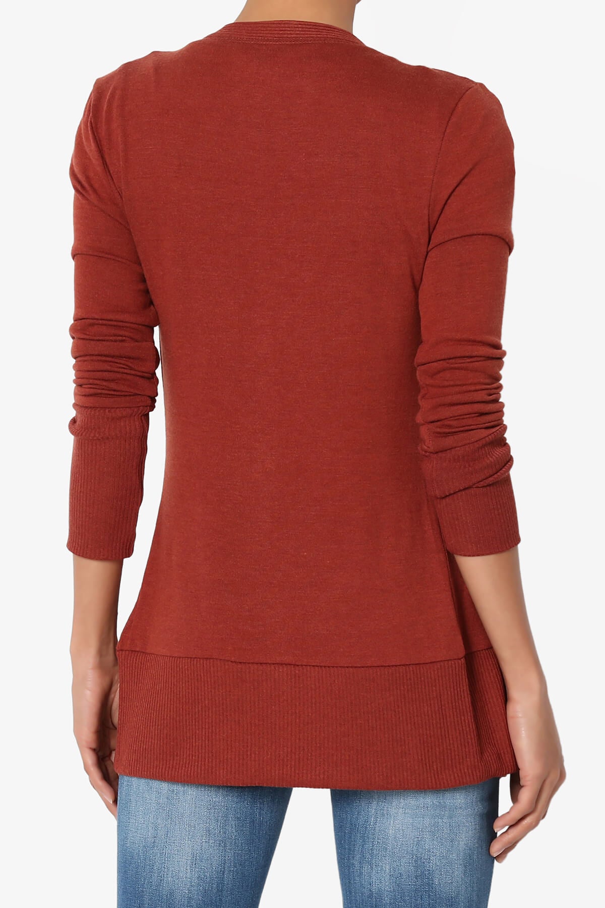 Braeden Snap Button V-Neck Cardigan DARK RUST_2