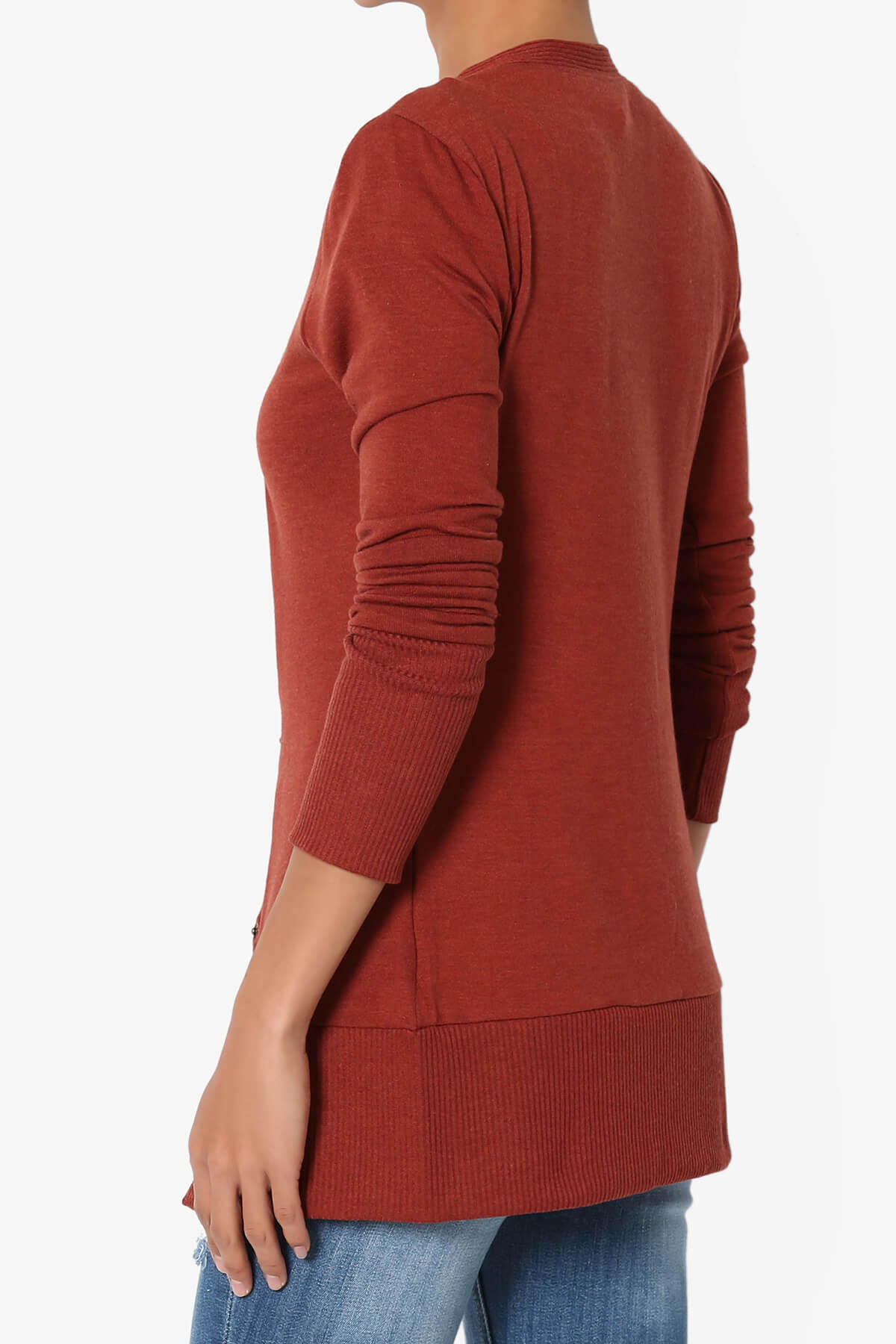 Braeden Snap Button V-Neck Cardigan DARK RUST_4