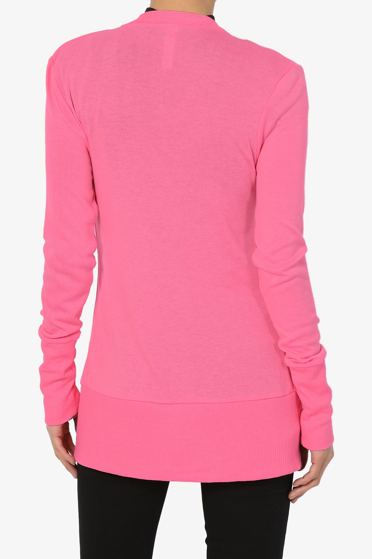 Braeden Snap Button V-Neck Cardigan FUCHSIA_2