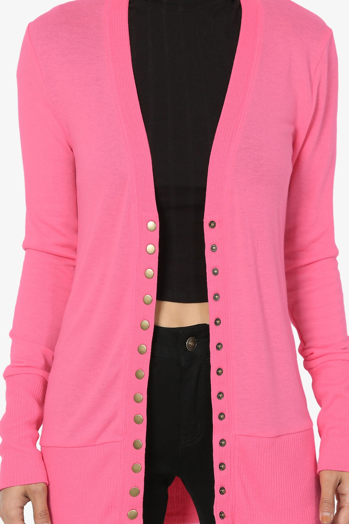 Braeden Snap Button V-Neck Cardigan FUCHSIA_5
