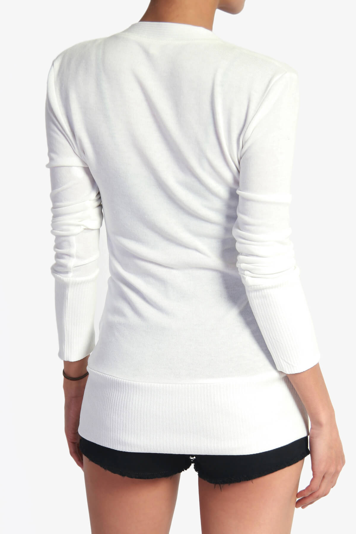 Braeden Snap Button V-Neck Cardigan IVORY_2