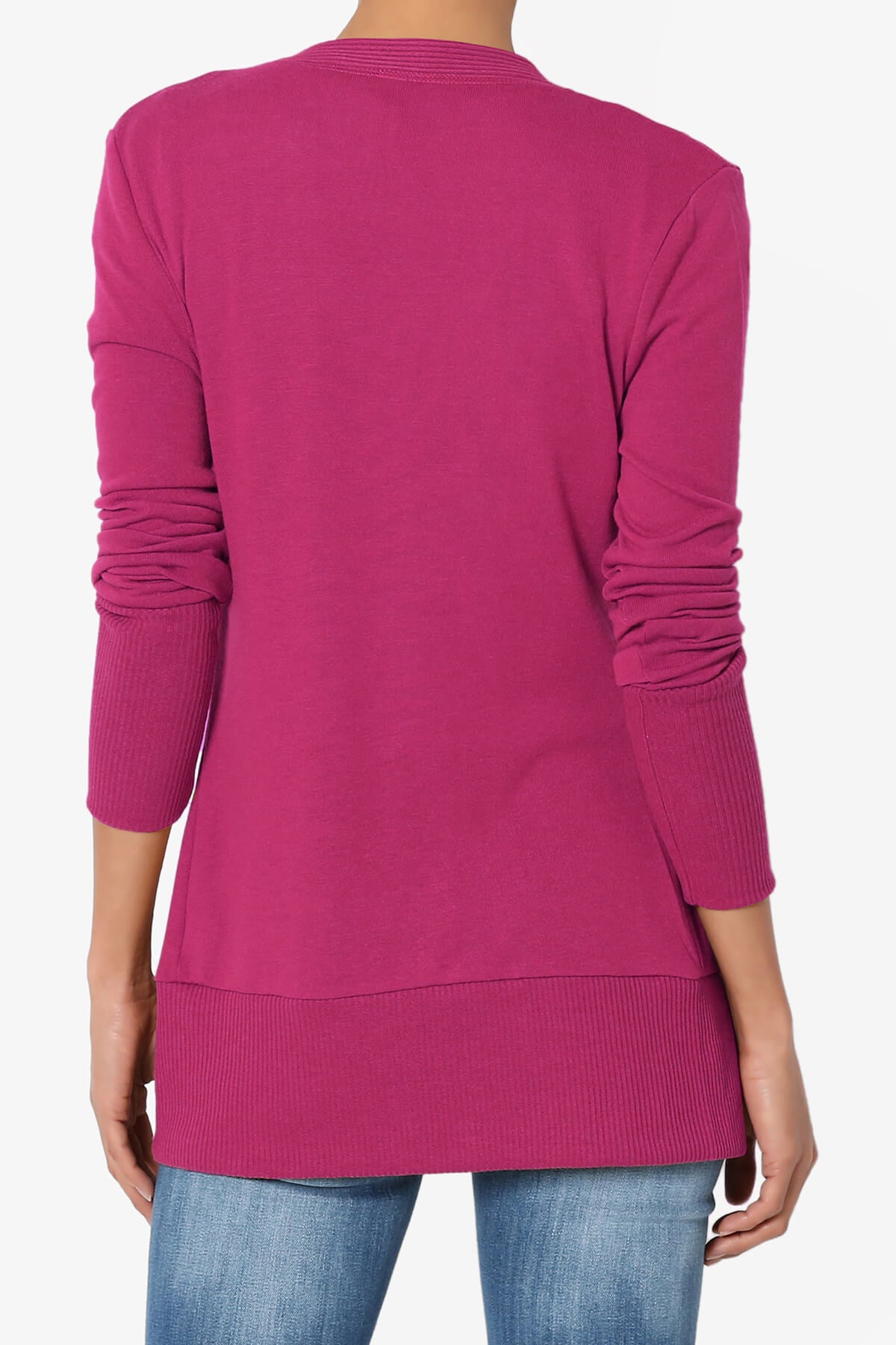 Braeden Snap Button V-Neck Cardigan MAGENTA_2
