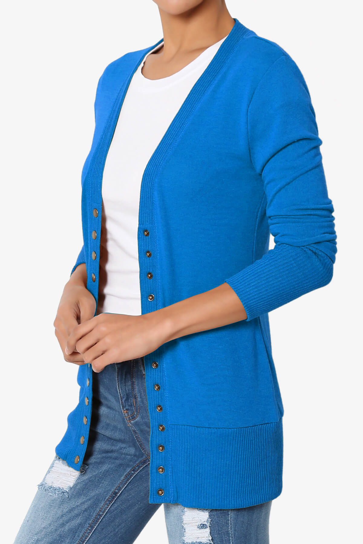 Braeden Snap Button V-Neck Cardigan OCEAN BLUE_3