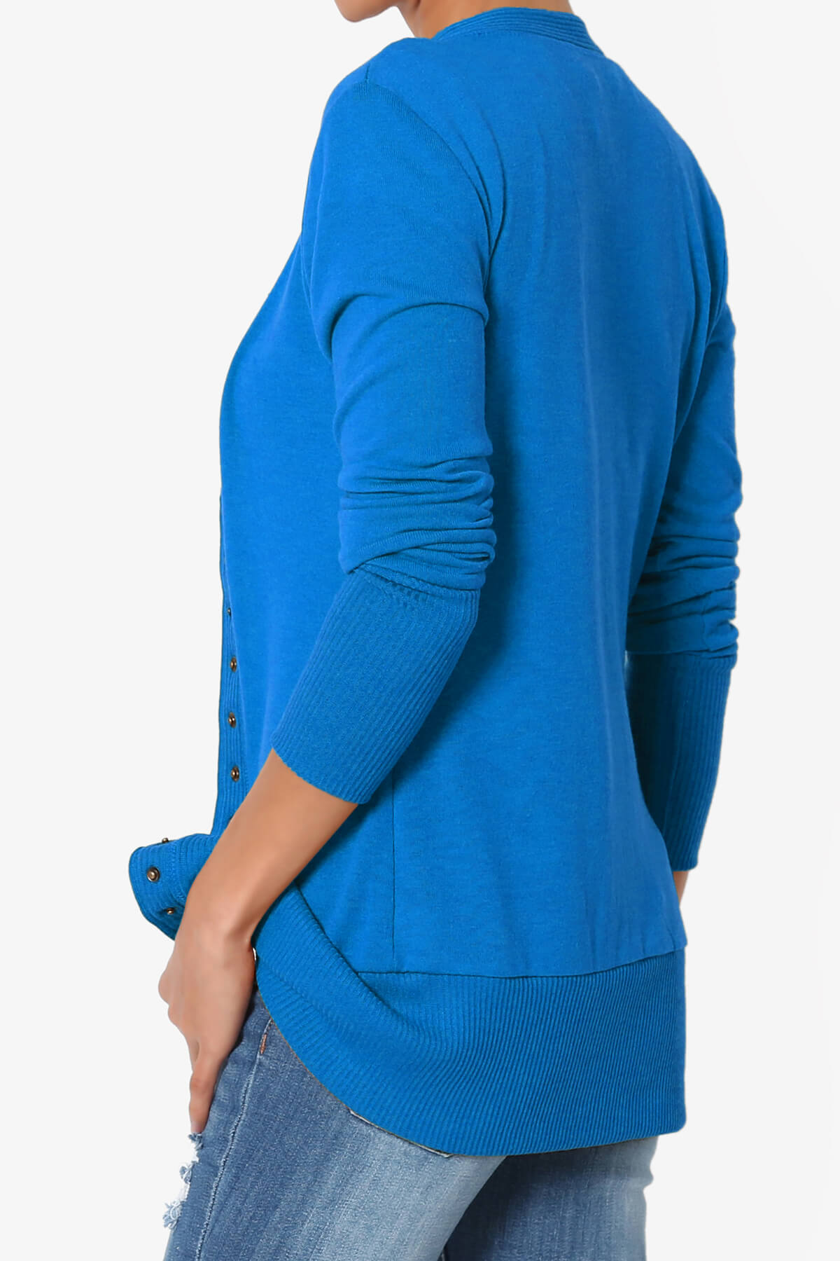 Braeden Snap Button V-Neck Cardigan OCEAN BLUE_4