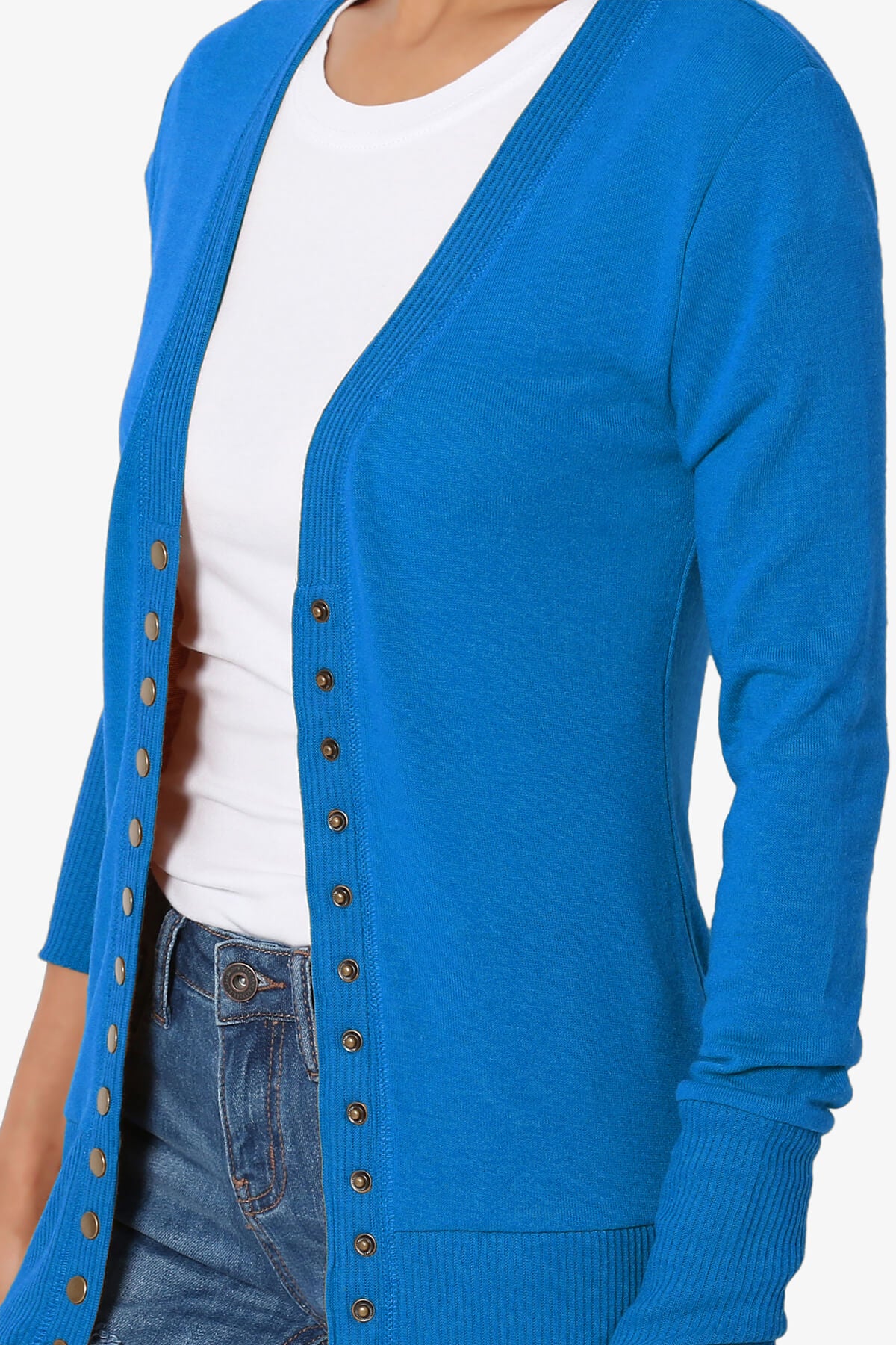 Braeden Snap Button V-Neck Cardigan OCEAN BLUE_5