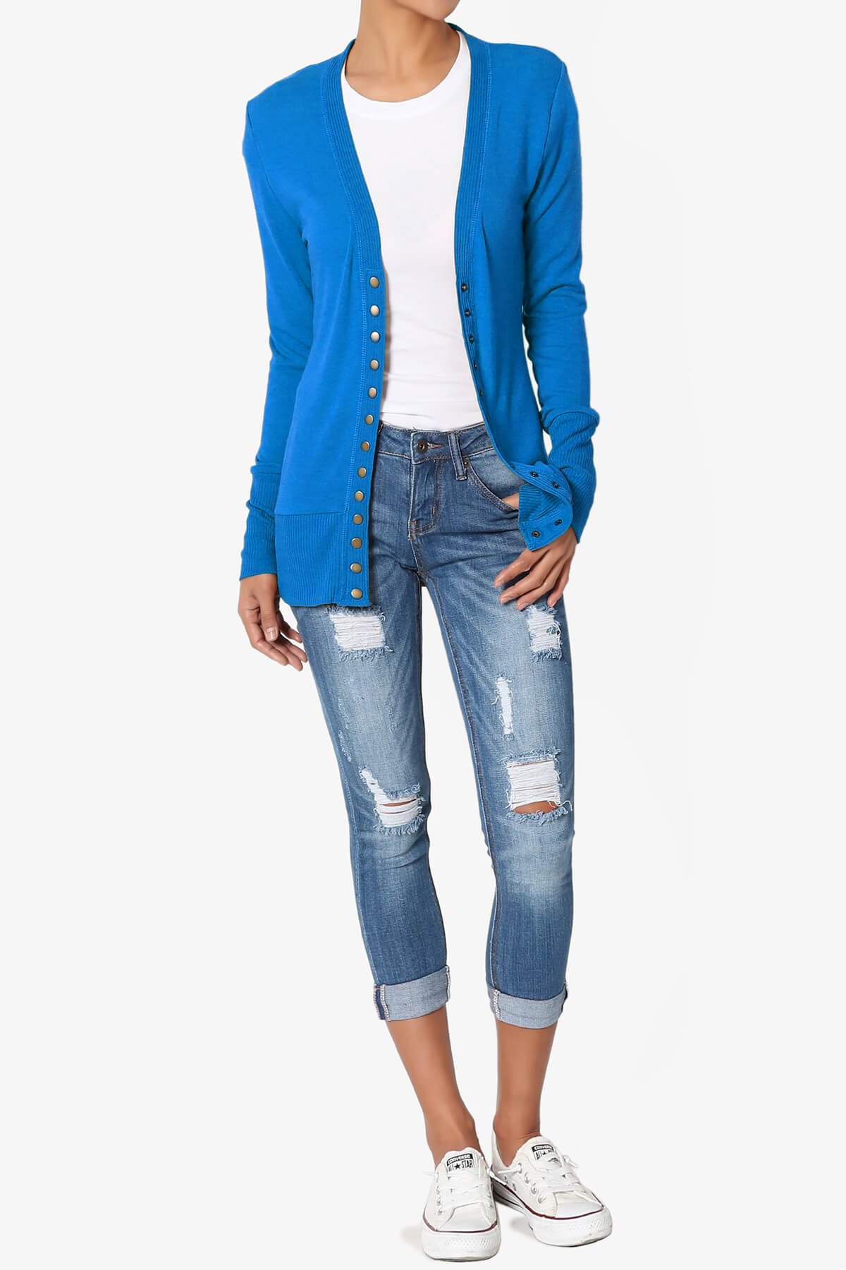 Braeden Snap Button V-Neck Cardigan OCEAN BLUE_6
