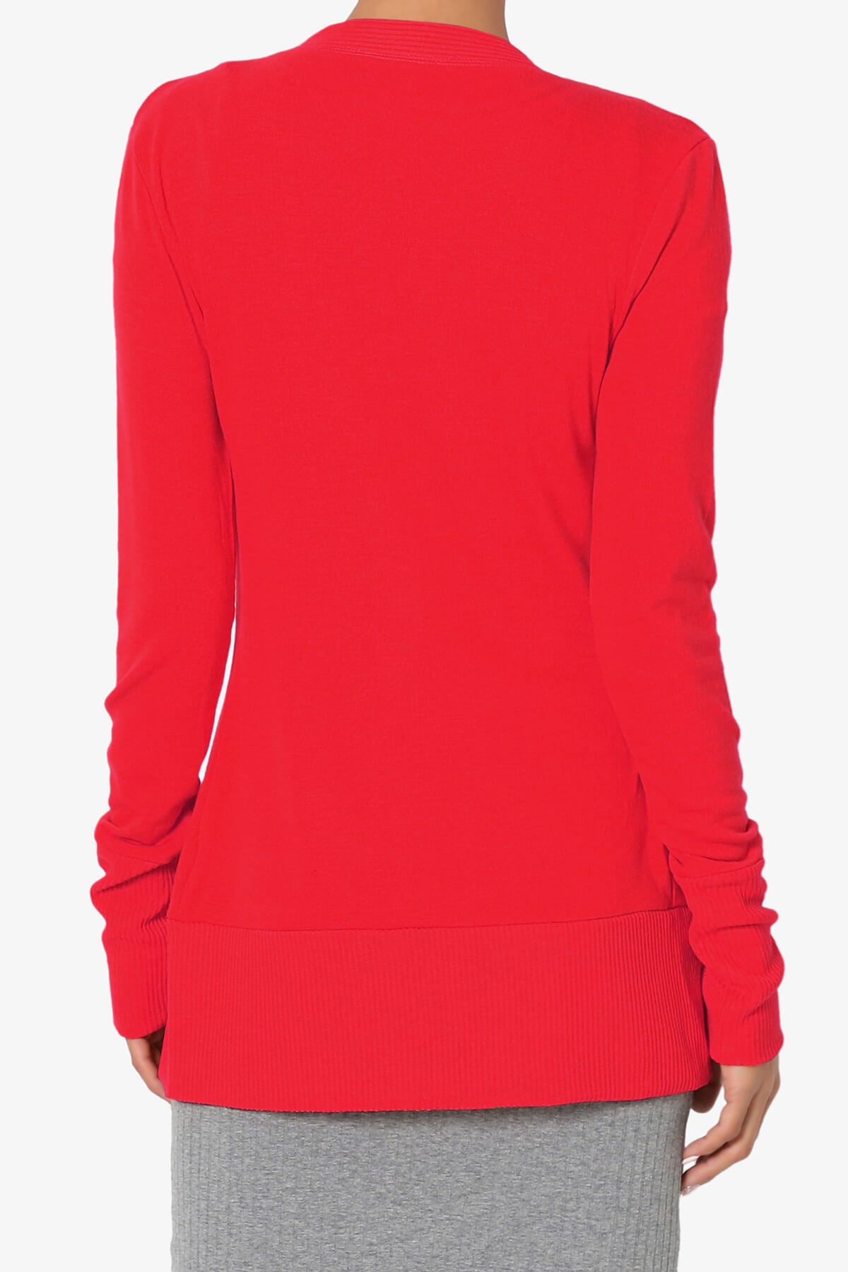 Braeden Snap Button V-Neck Cardigan RED_2