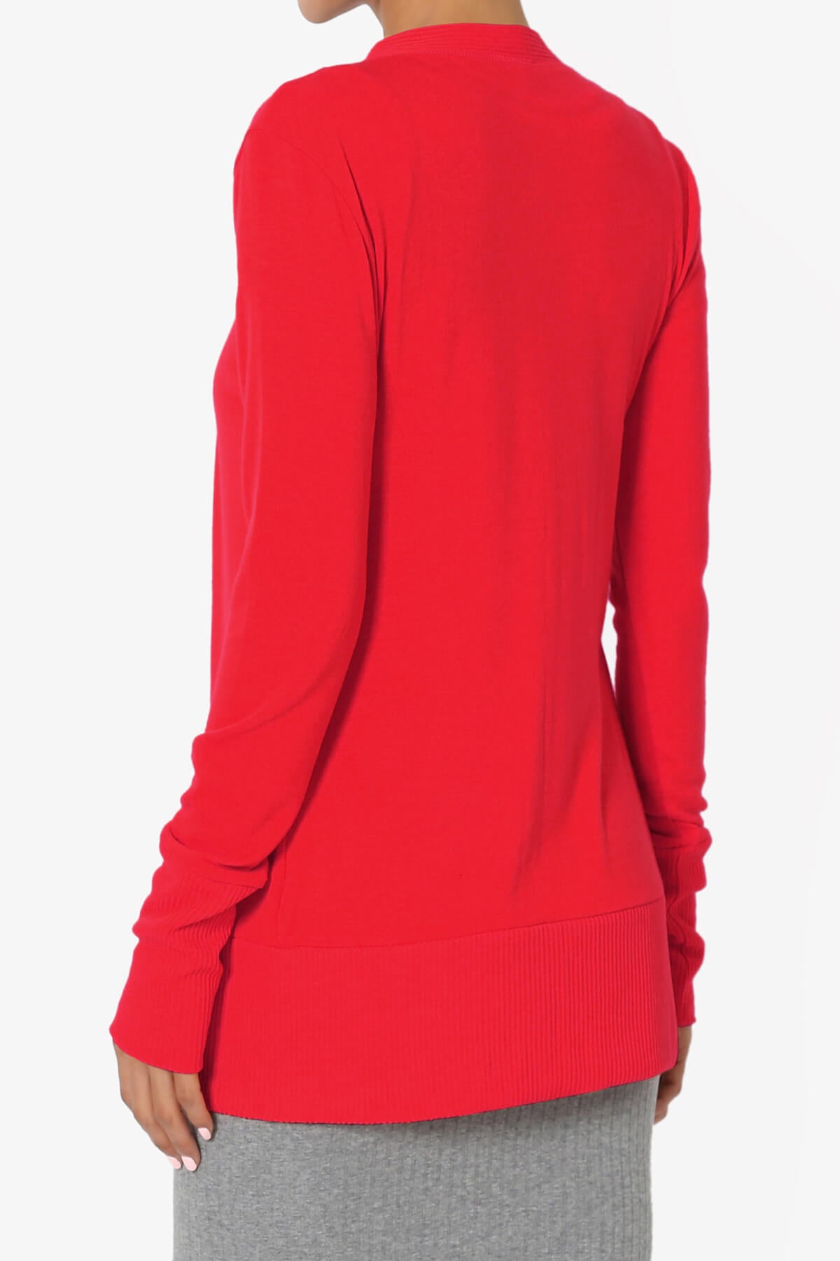 Braeden Snap Button V-Neck Cardigan RED_4