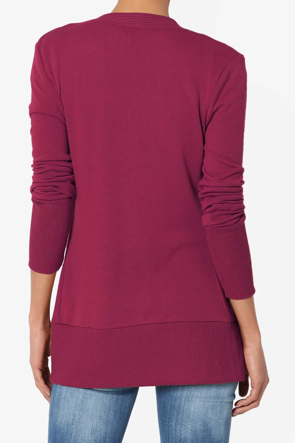 Braeden Snap Button V-Neck Cardigan WINE_2