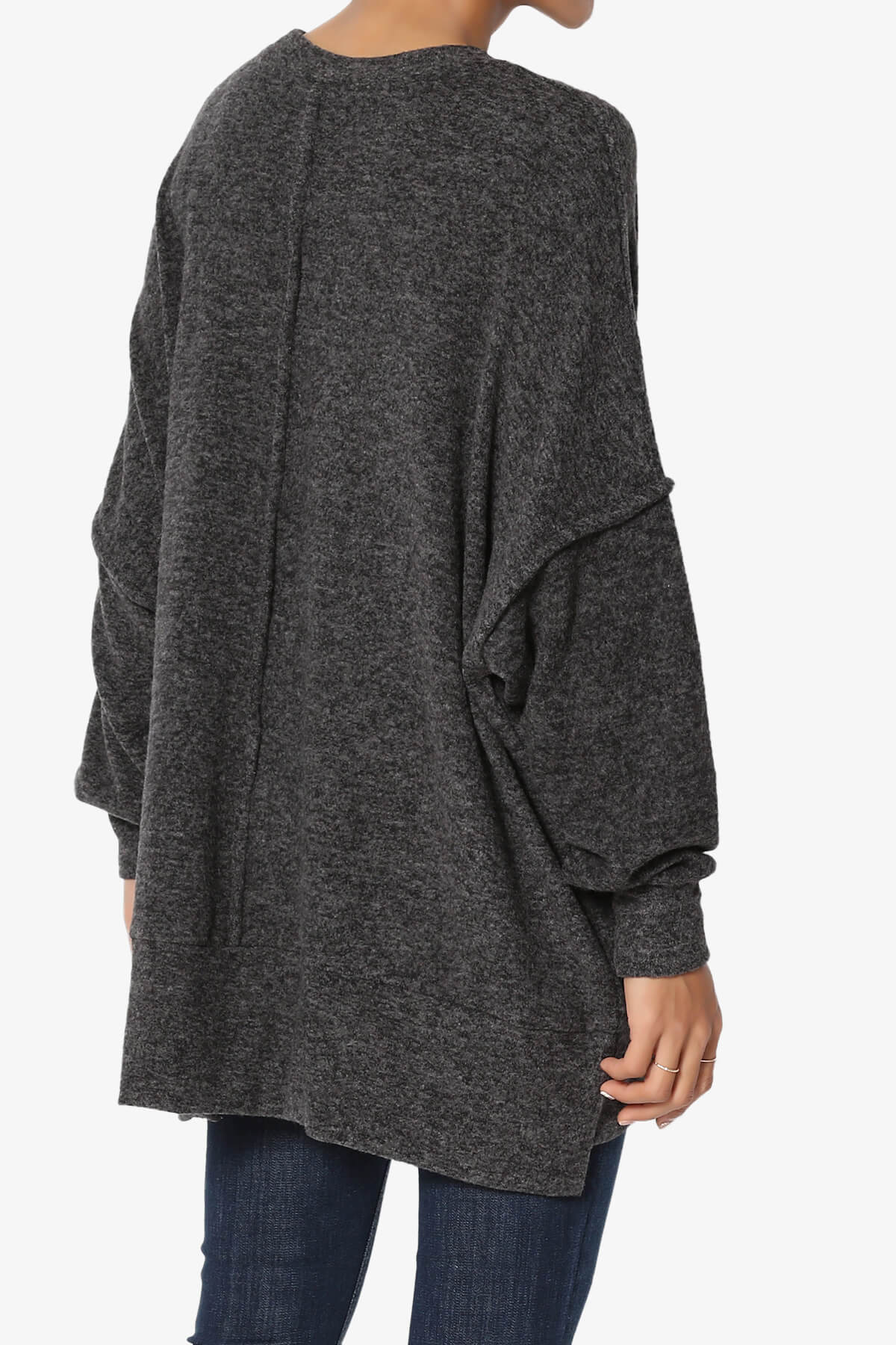 Breccan Blushed Knit Oversized Sweater BLACK_4