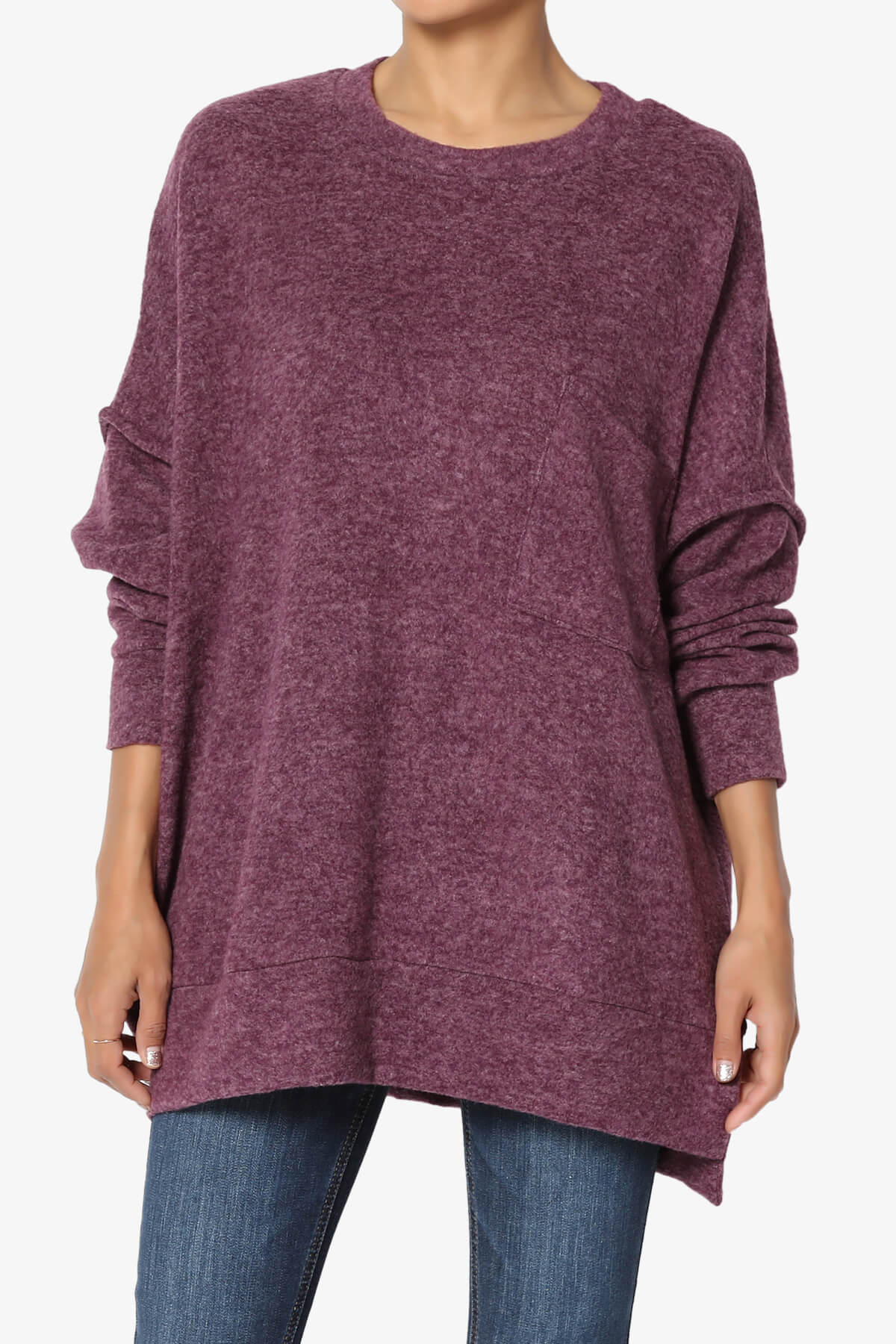 Breccan Blushed Knit Oversized Sweater DARK PLUM_1