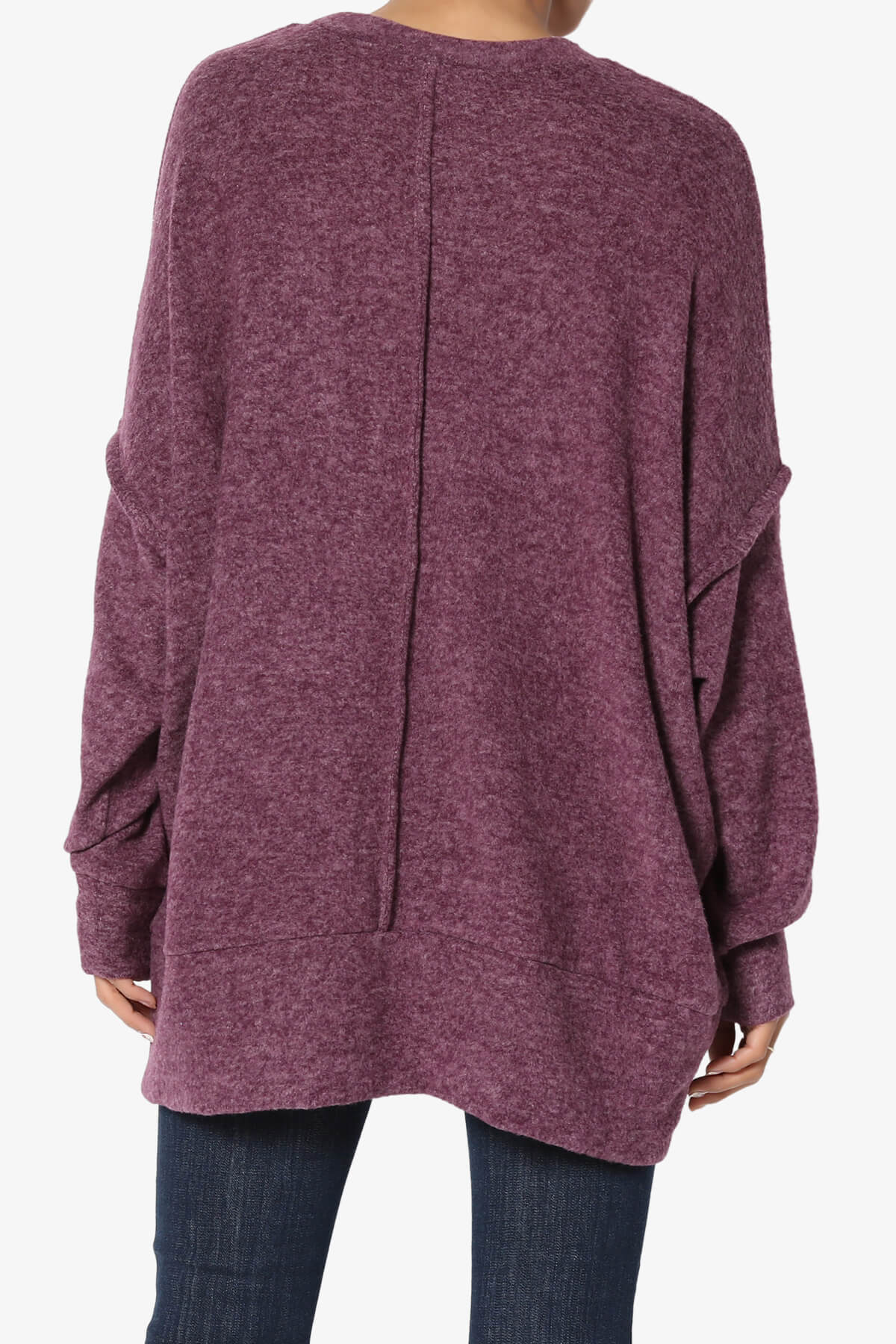 Breccan Blushed Knit Oversized Sweater DARK PLUM_2