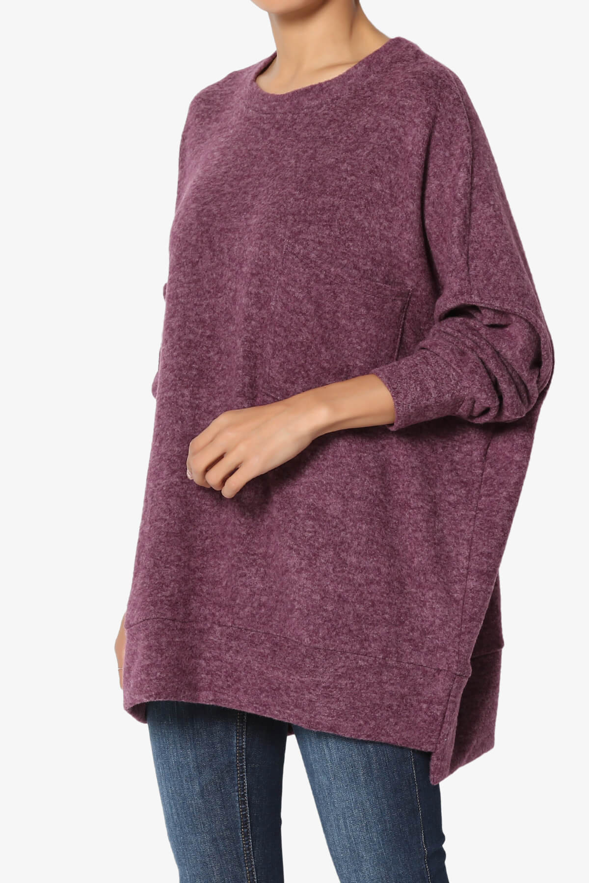 Breccan Blushed Knit Oversized Sweater DARK PLUM_3