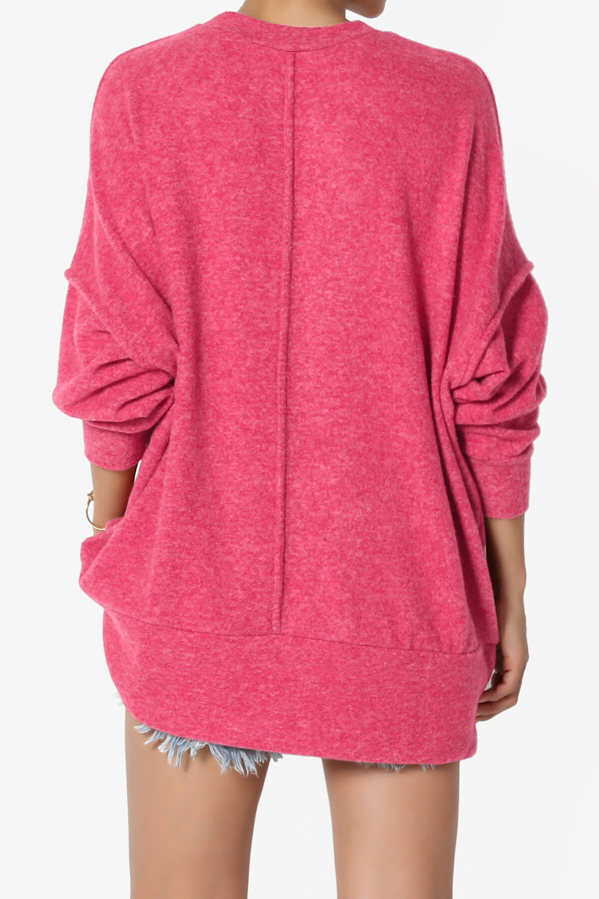 Breccan Blushed Knit Oversized Sweater FUCHSIA_2