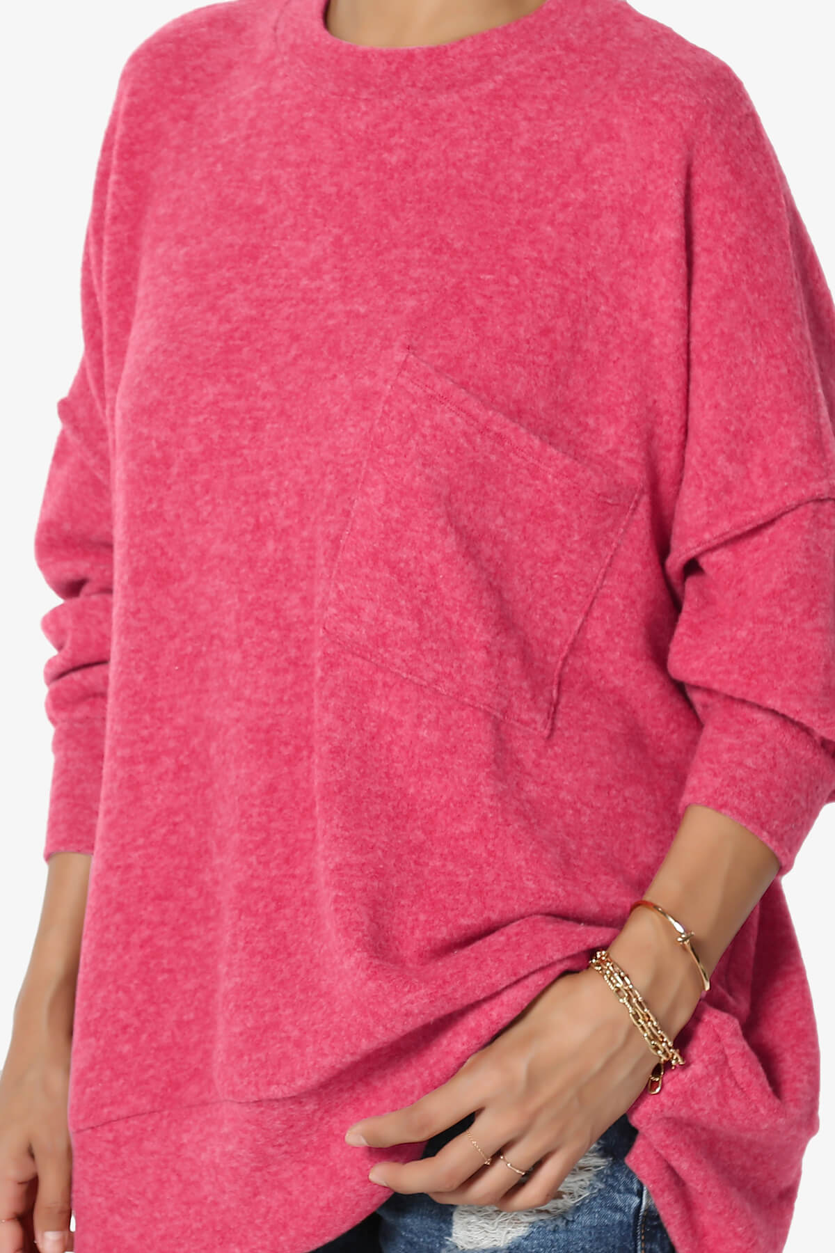 Breccan Blushed Knit Oversized Sweater FUCHSIA_5