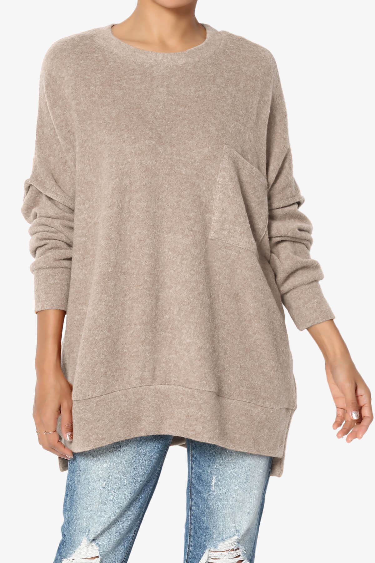 Breccan Blushed Knit Oversized Sweater LIGHT MOCHA_1