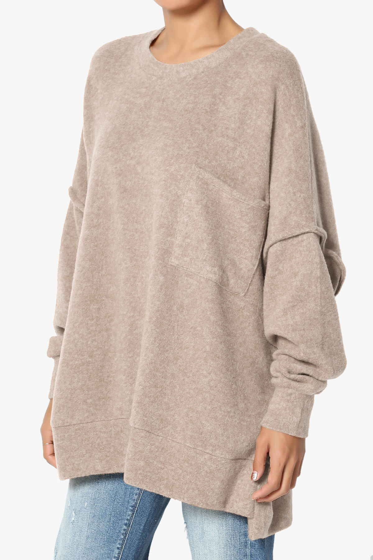 Breccan Blushed Knit Oversized Sweater LIGHT MOCHA_3