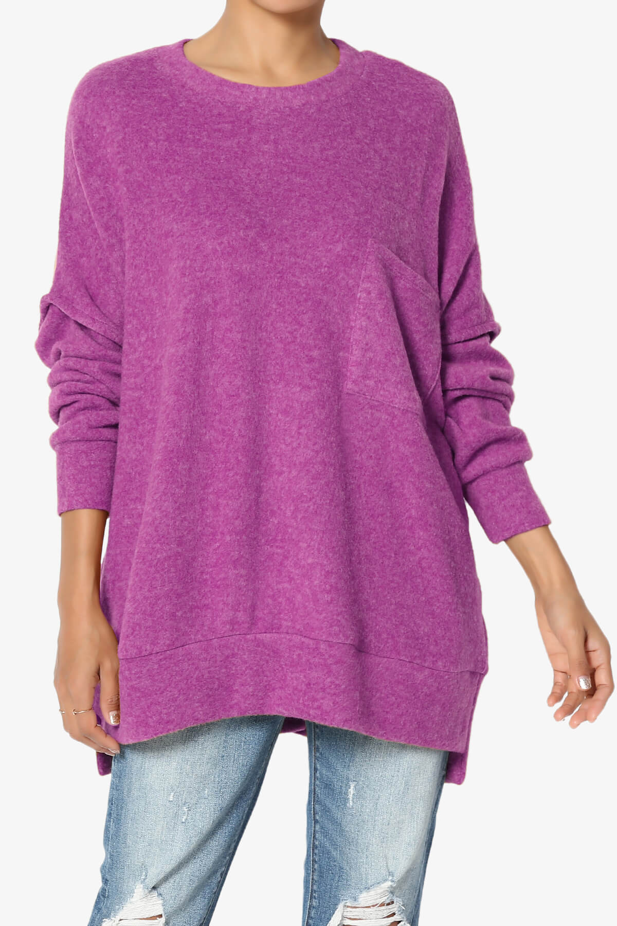 Breccan Blushed Knit Oversized Sweater LIGHT PLUM_1