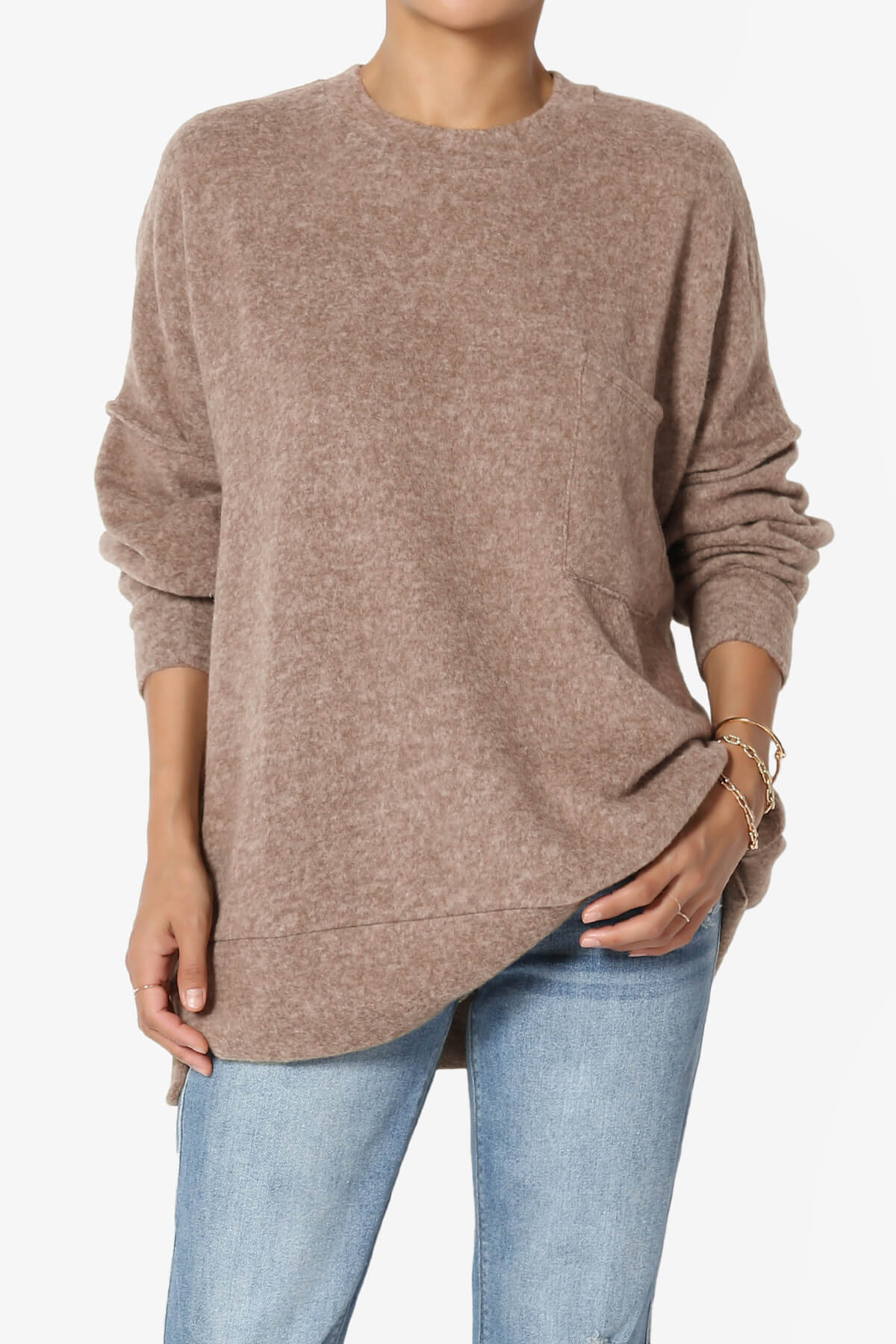 Breccan Blushed Knit Oversized Sweater MOCHA_1