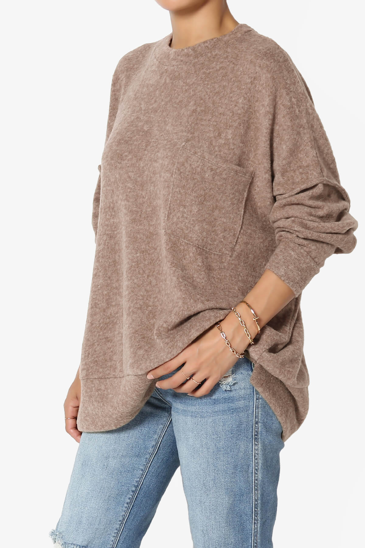Breccan Blushed Knit Oversized Sweater MOCHA_3