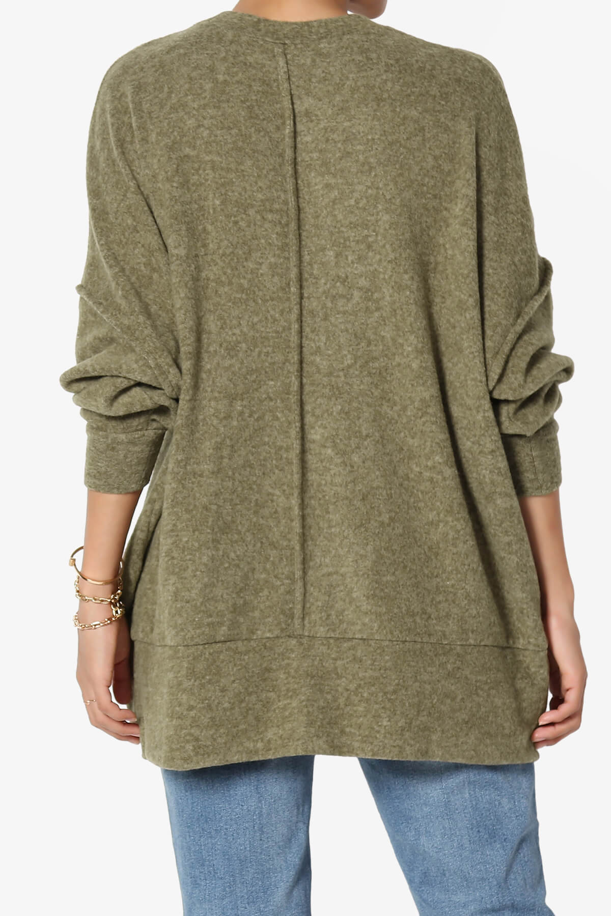 Breccan Blushed Knit Oversized Sweater OLIVE KHAKI_2
