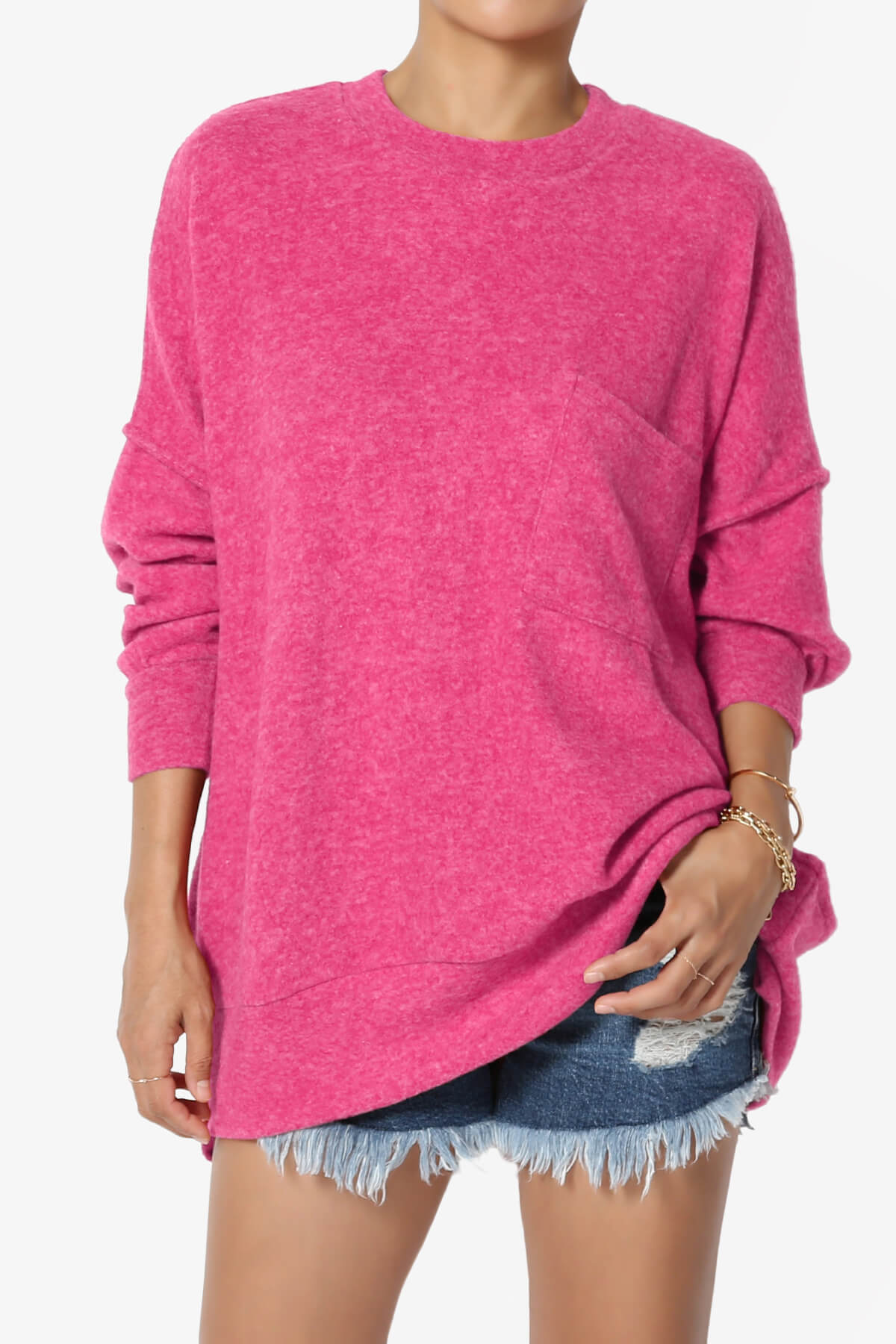 Breccan Blushed Knit Oversized Sweater VIVA MAGENTA_1