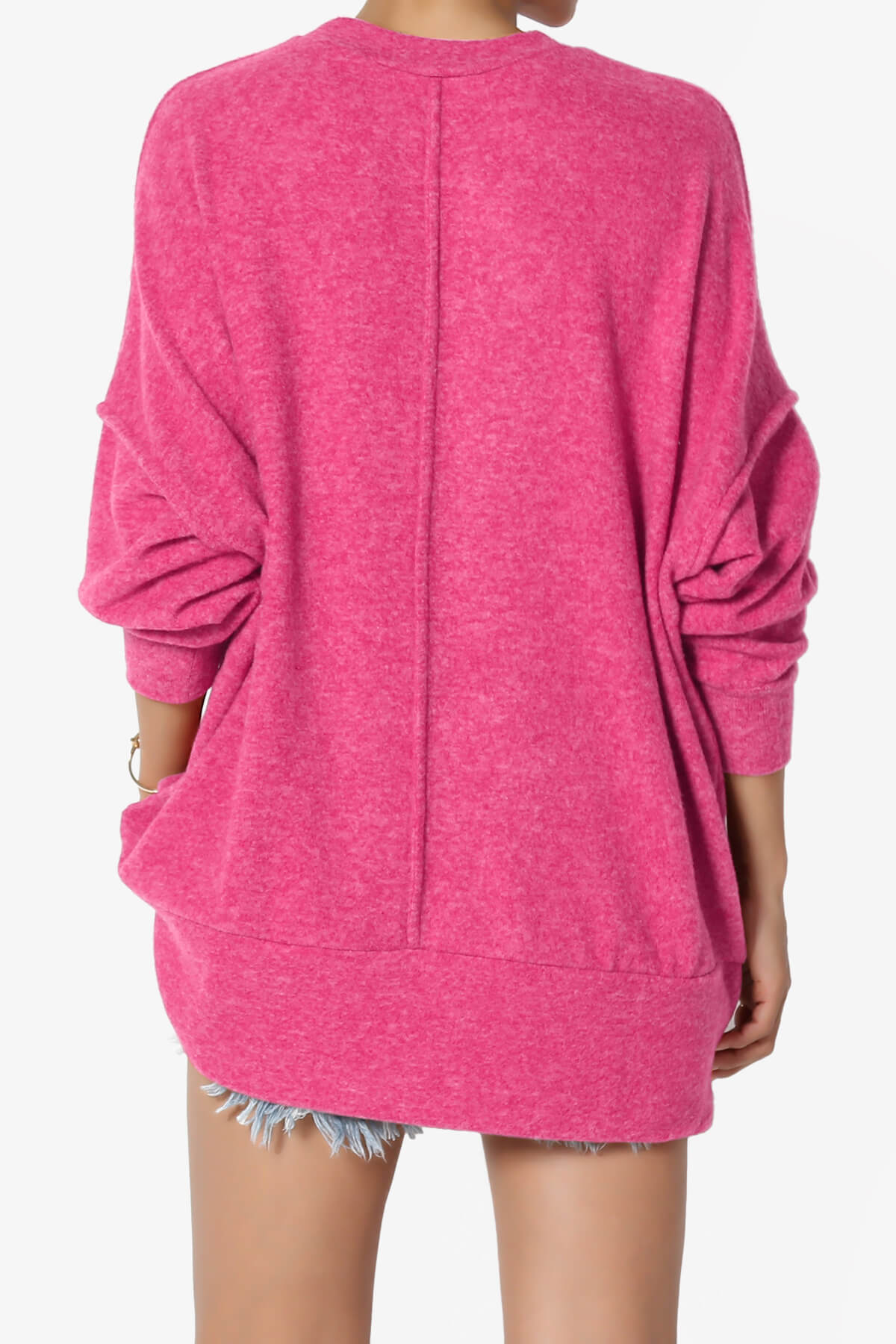 Breccan Blushed Knit Oversized Sweater VIVA MAGENTA_2