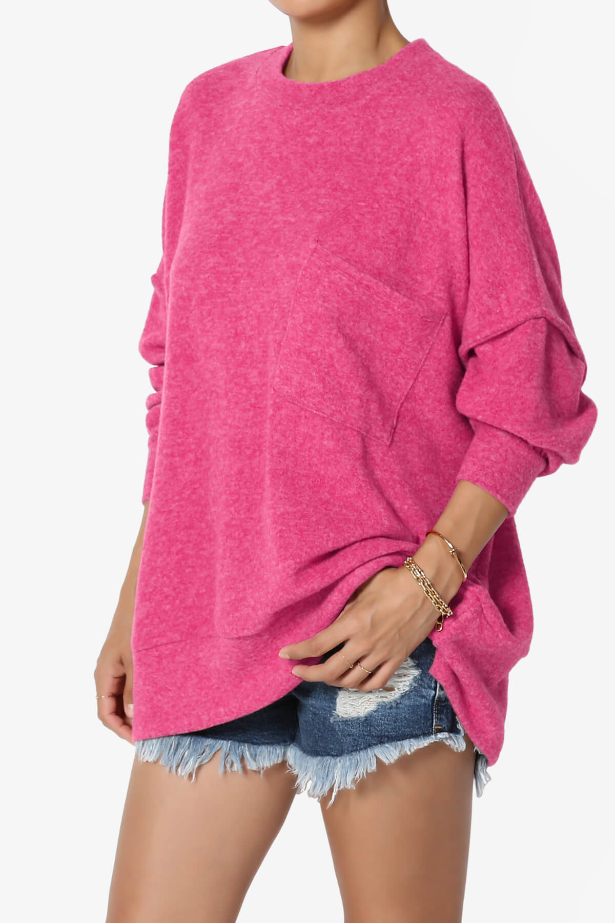 Breccan Blushed Knit Oversized Sweater VIVA MAGENTA_3