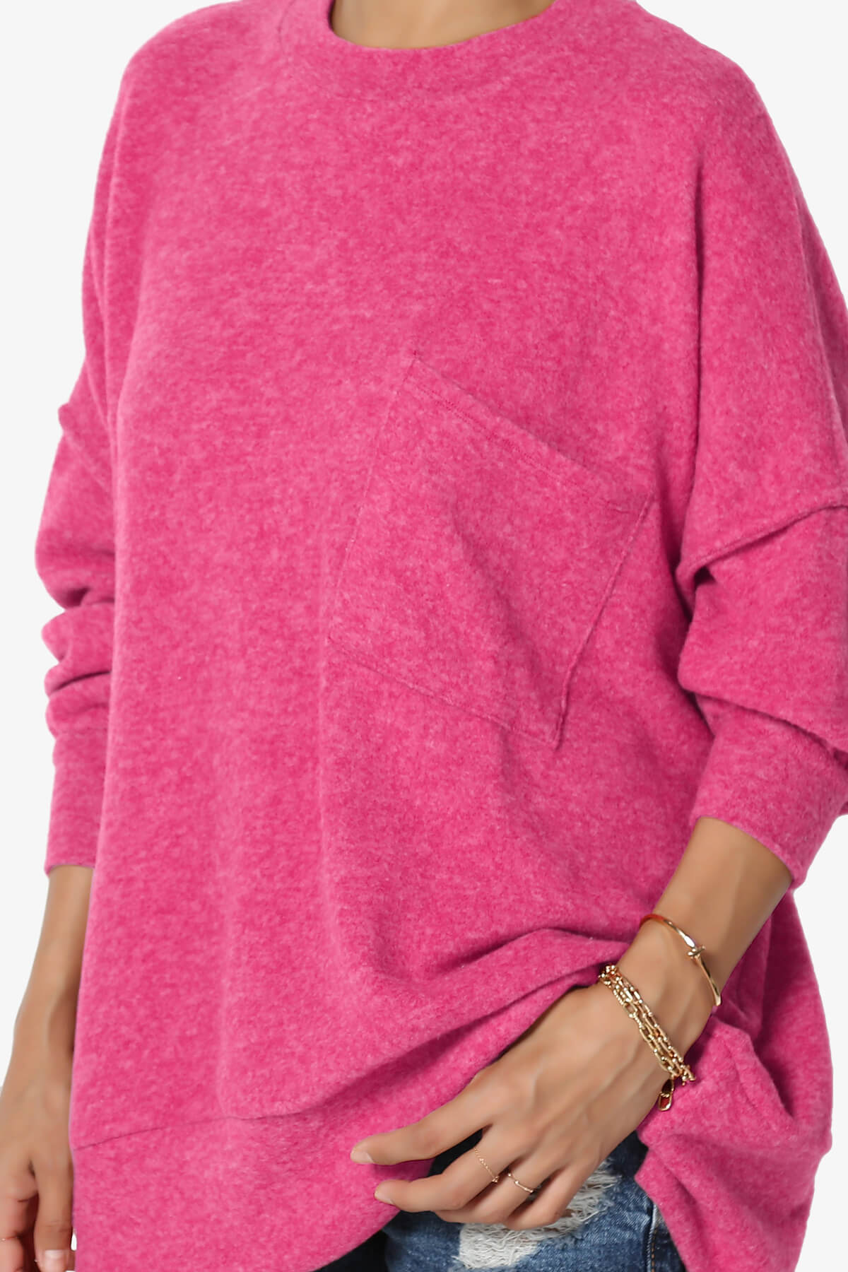 Breccan Blushed Knit Oversized Sweater VIVA MAGENTA_5