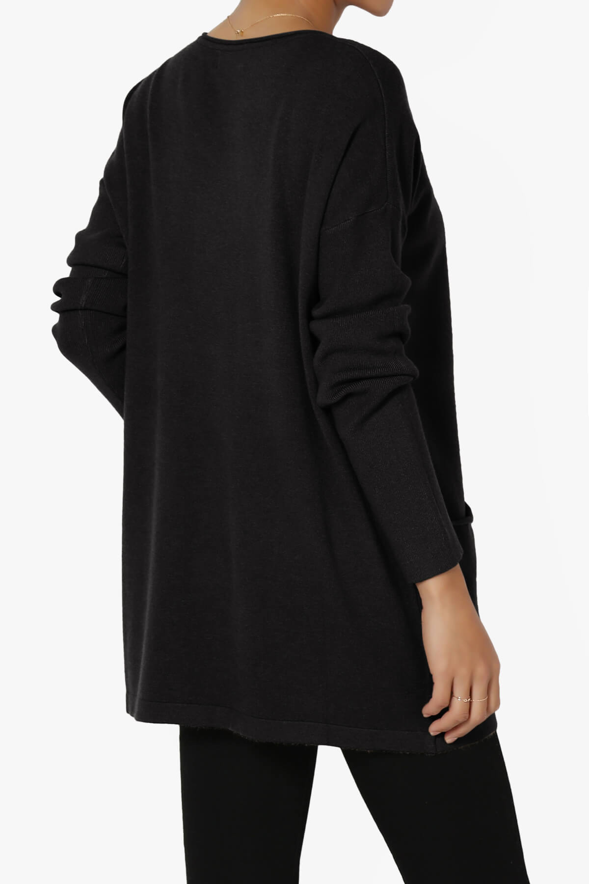 Brecken Pocket Long Sleeve Soft Knit Sweater Tunic BLACK_4
